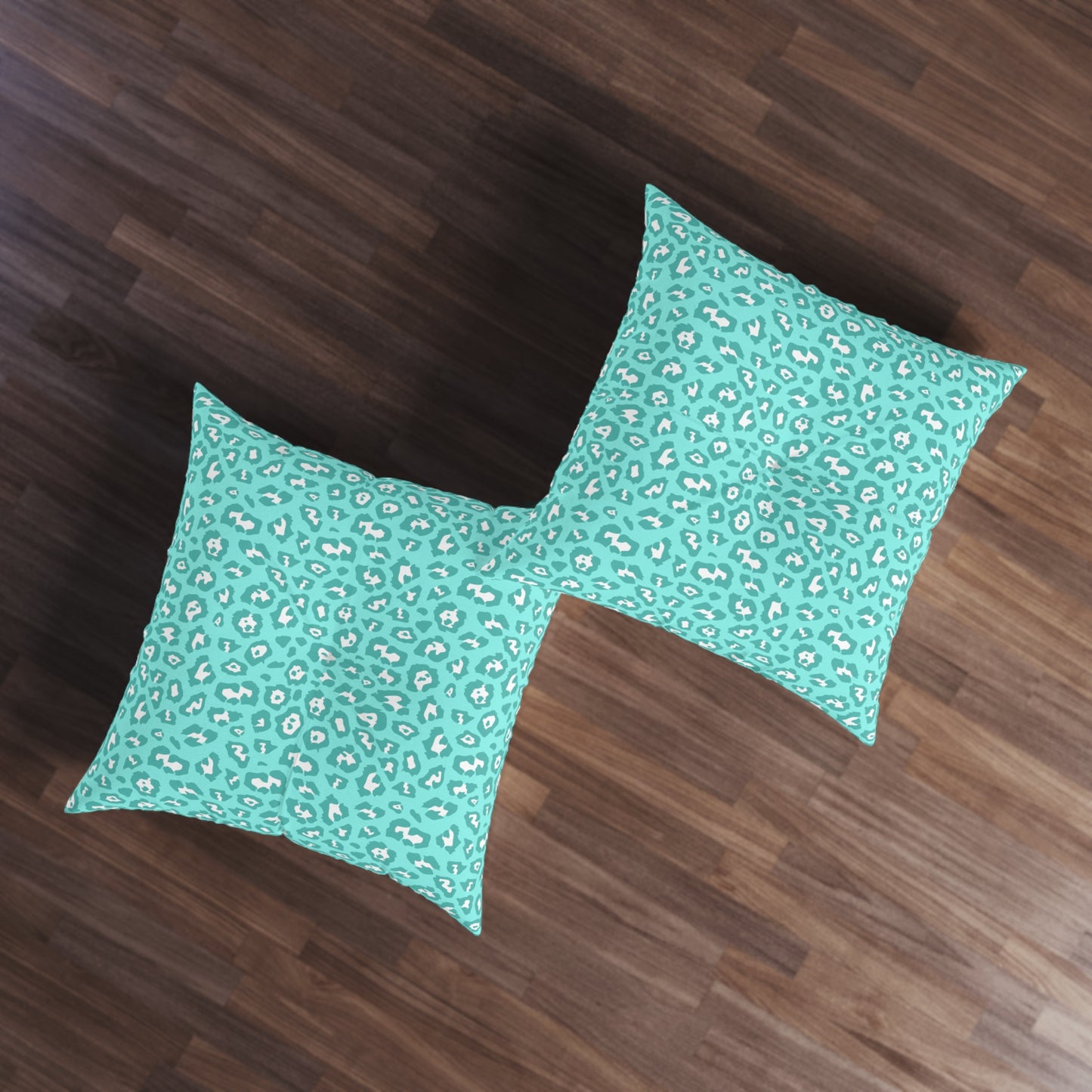 Turquoise Leopard Print Tufted Floor Pillow