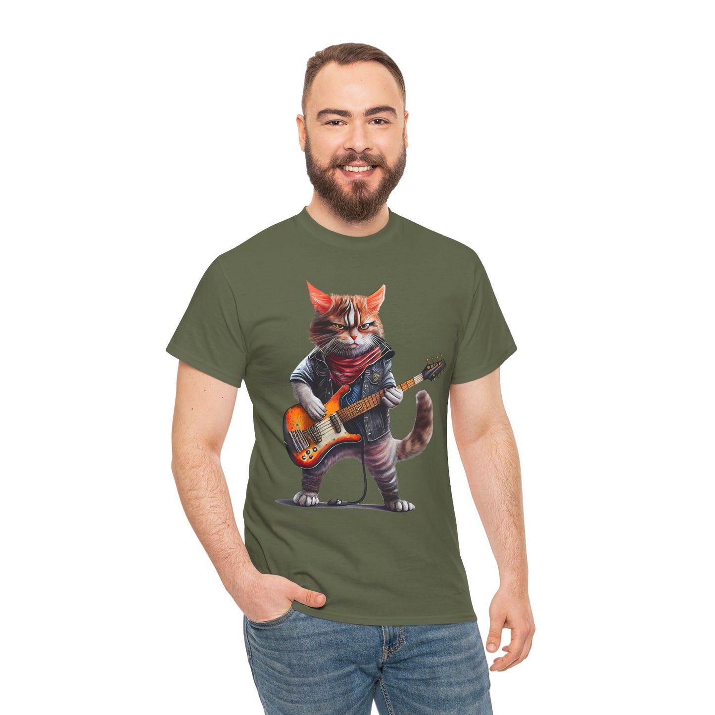Rockstar Cat Unisex Heavy Cotton Tee