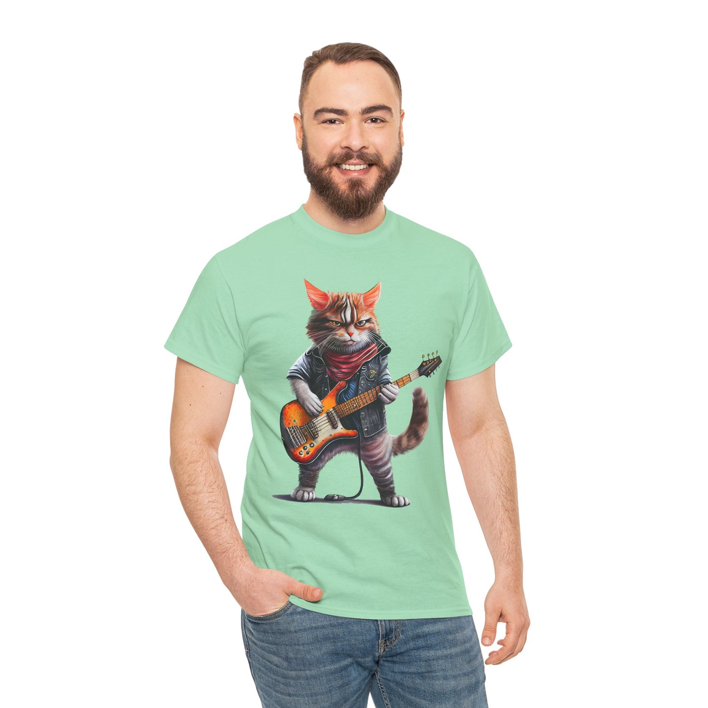 Rockstar Cat Unisex Heavy Cotton Tee