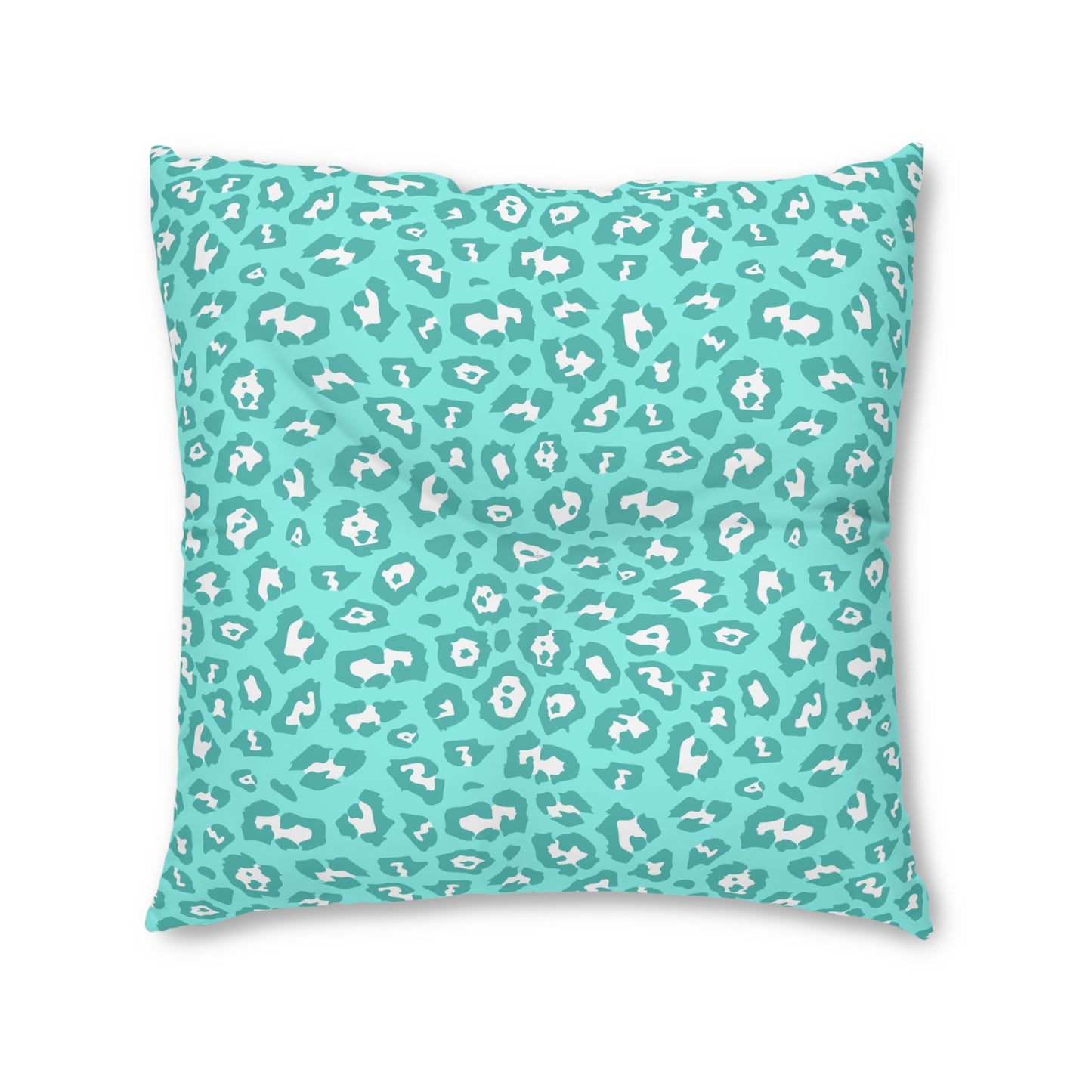 Turquoise Leopard Print Tufted Floor Pillow
