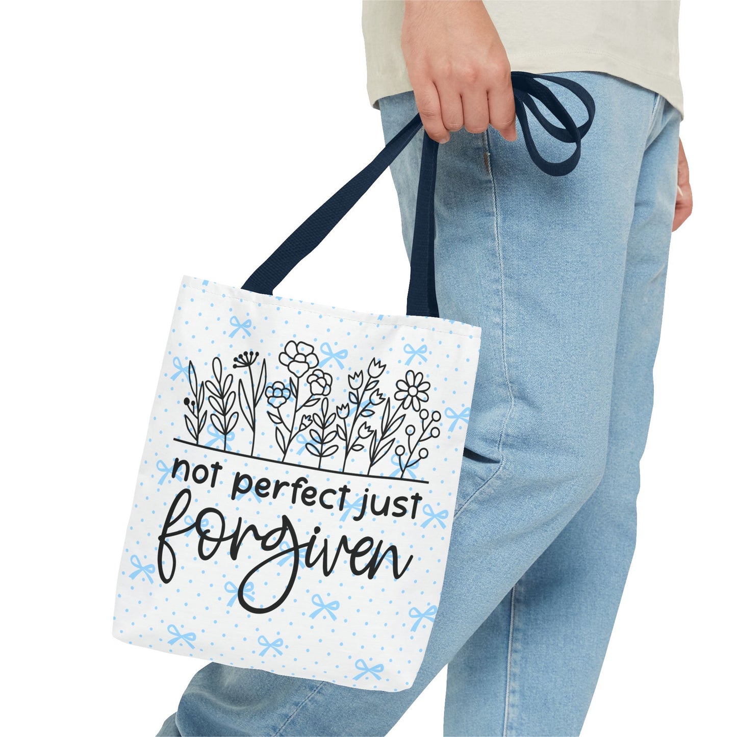 Not Perfect Just Forgiven Floral Tote Bag