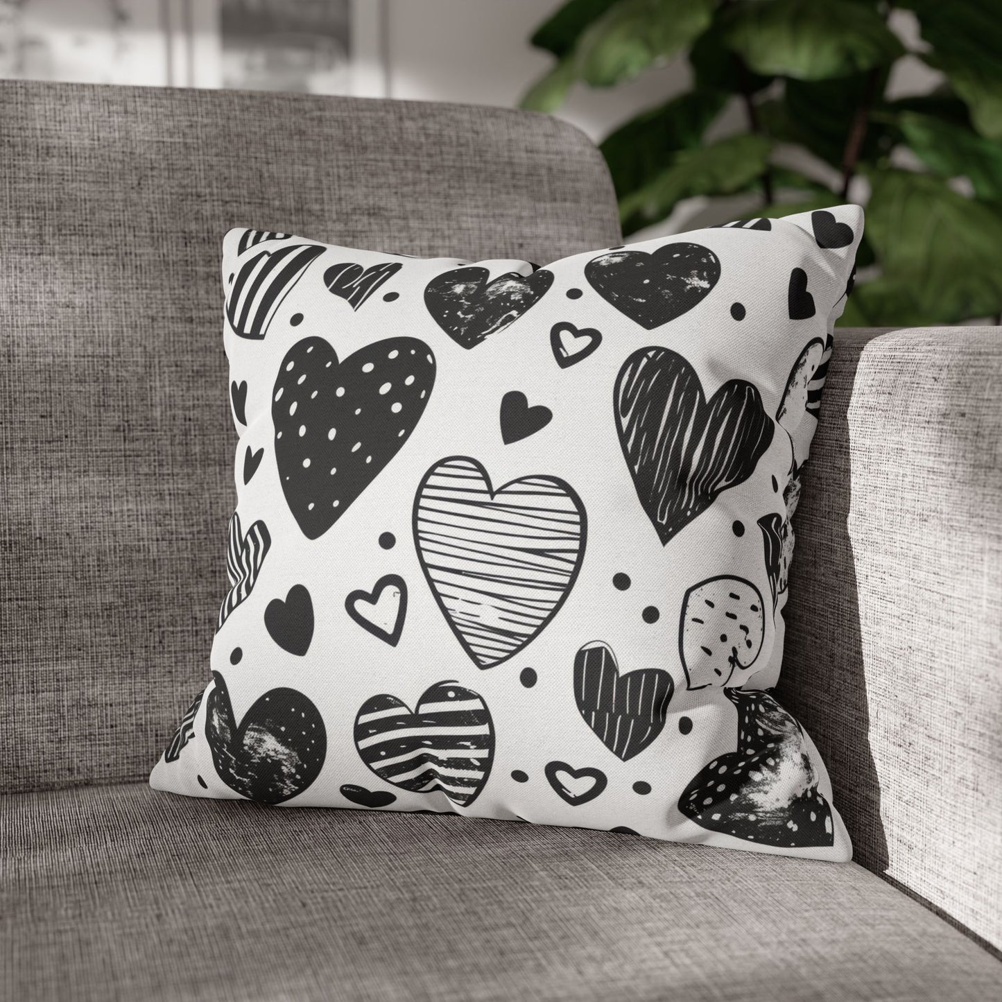 Black and White Heart Pattern Pillowcase