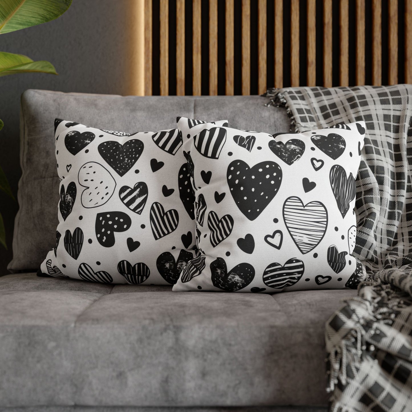 Black and White Heart Pattern Pillowcase
