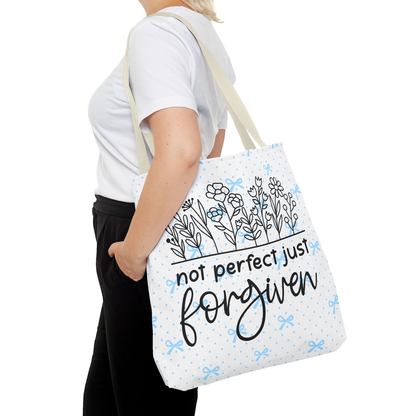 Not Perfect Just Forgiven Floral Tote Bag