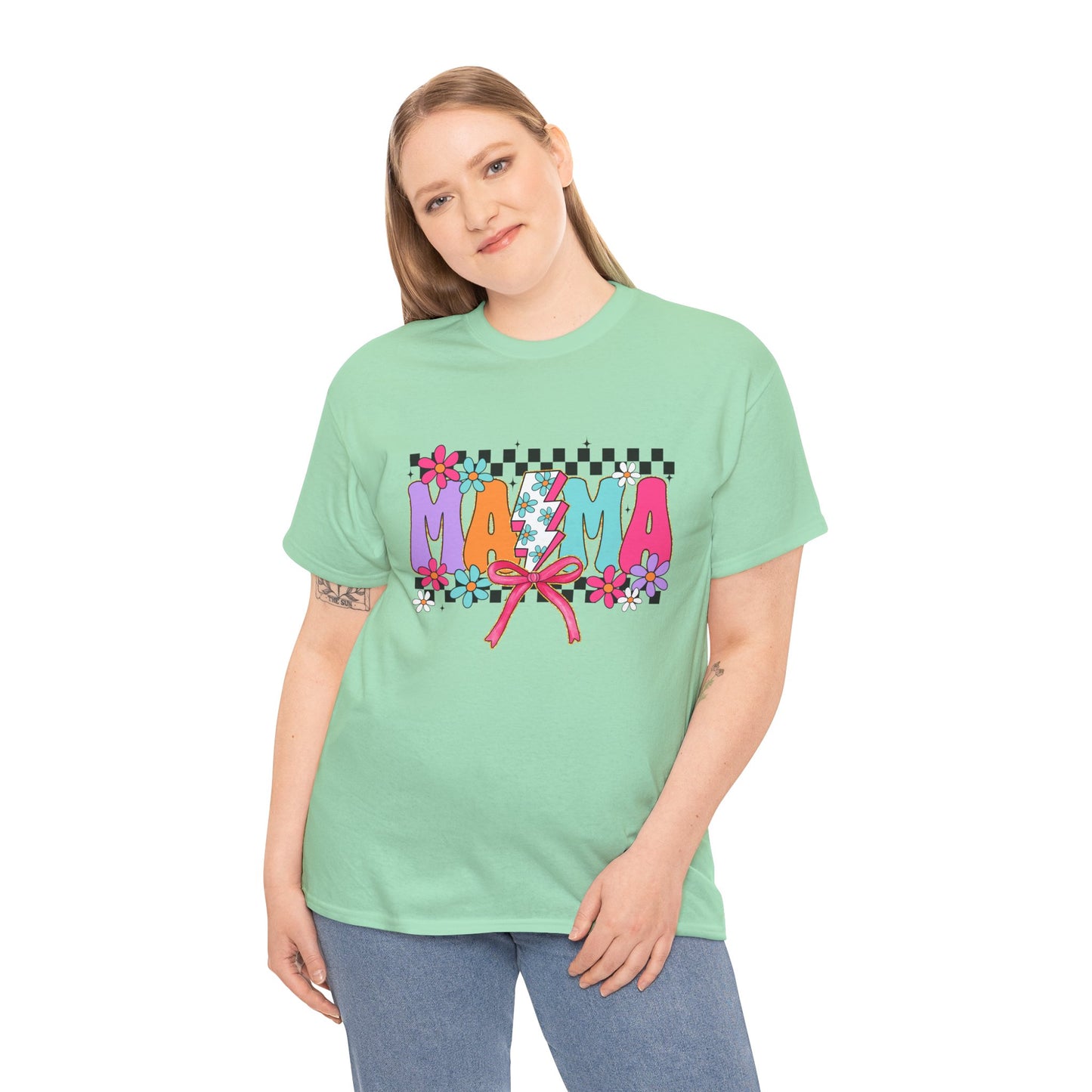 Colorful 'Mama' Floral Unisex Heavy Cotton Tee