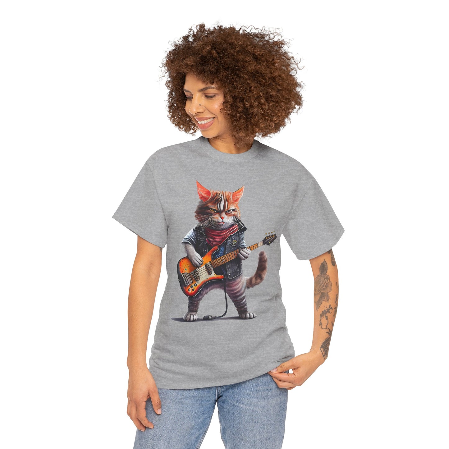 Rockstar Cat Unisex Heavy Cotton Tee