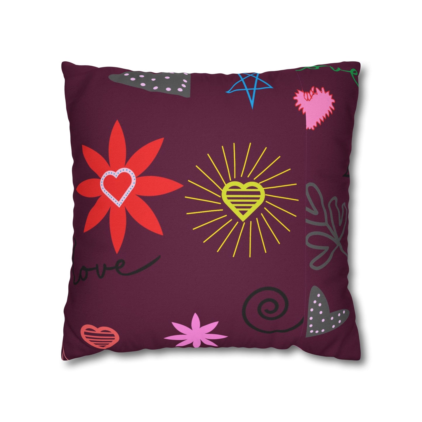 Colorful Love Design Square Pillowcase for Cozy Home Decor