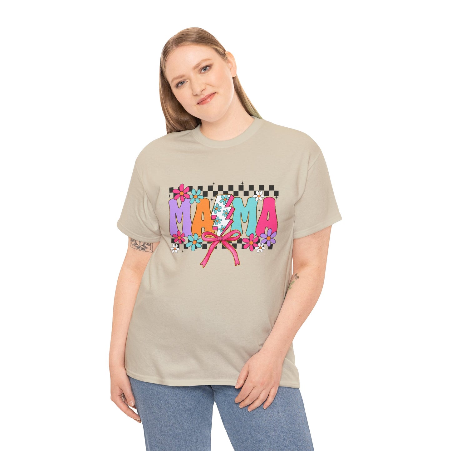 Colorful 'Mama' Floral Unisex Heavy Cotton Tee