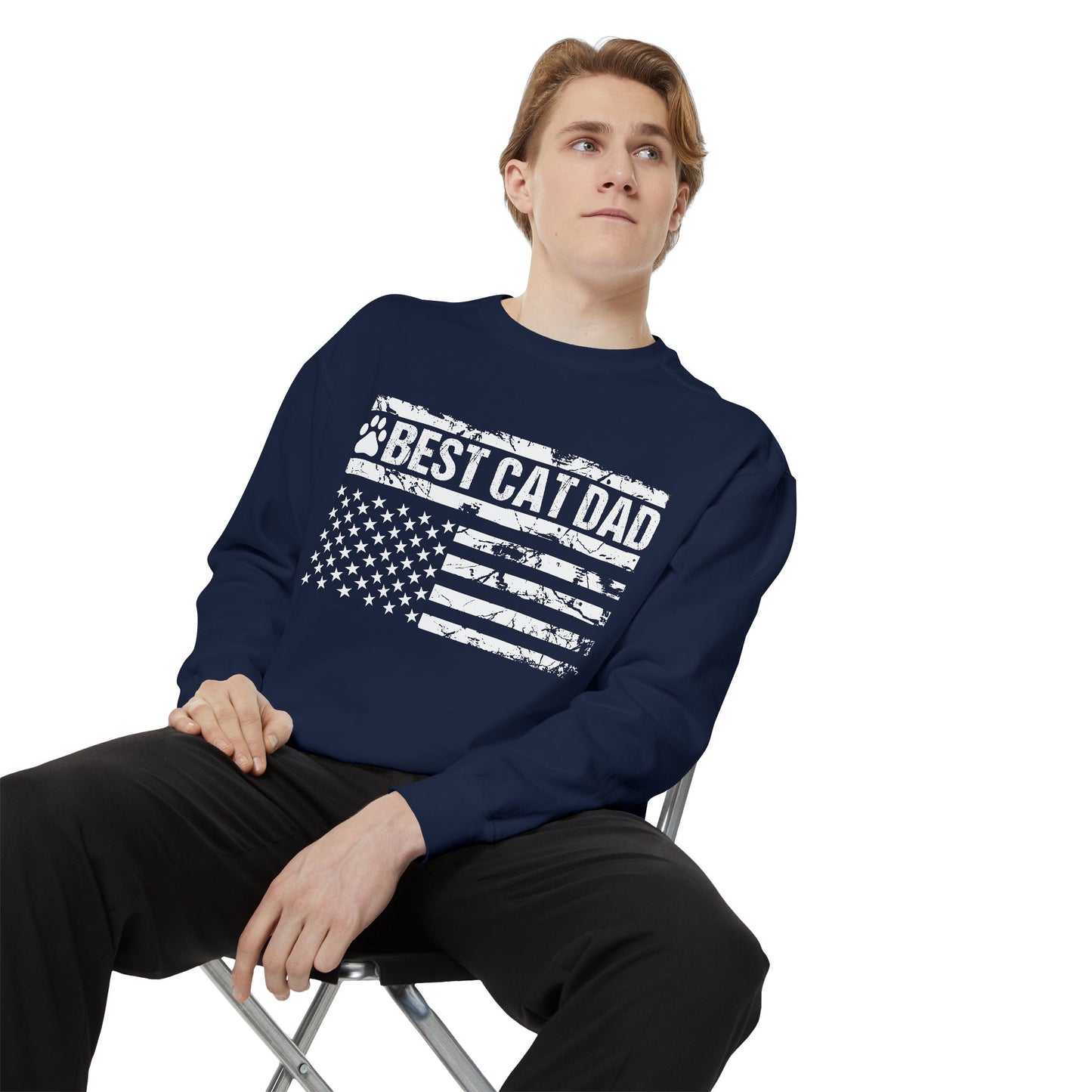 Best Cat Dad Unisex Garment-Dyed Sweatshirt