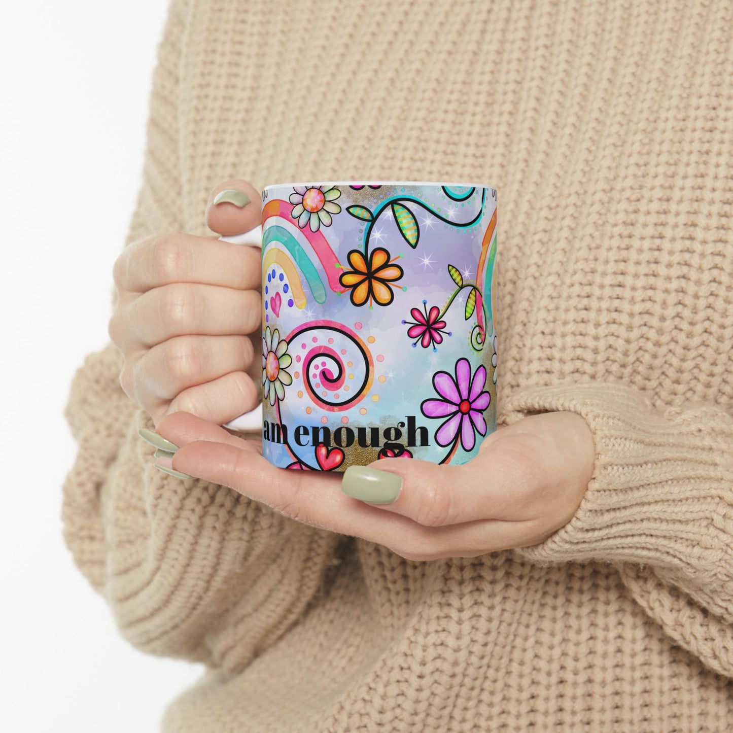 Colorful Inspirational Floral Ceramic Mug