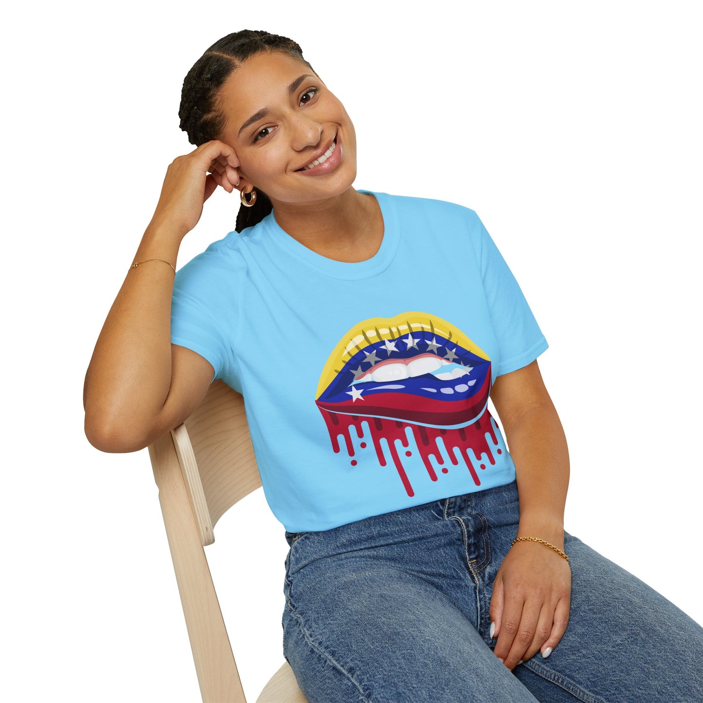 Venezuelan Pride Design with Dripping Paint-Unisex Softstyle T-Shirt