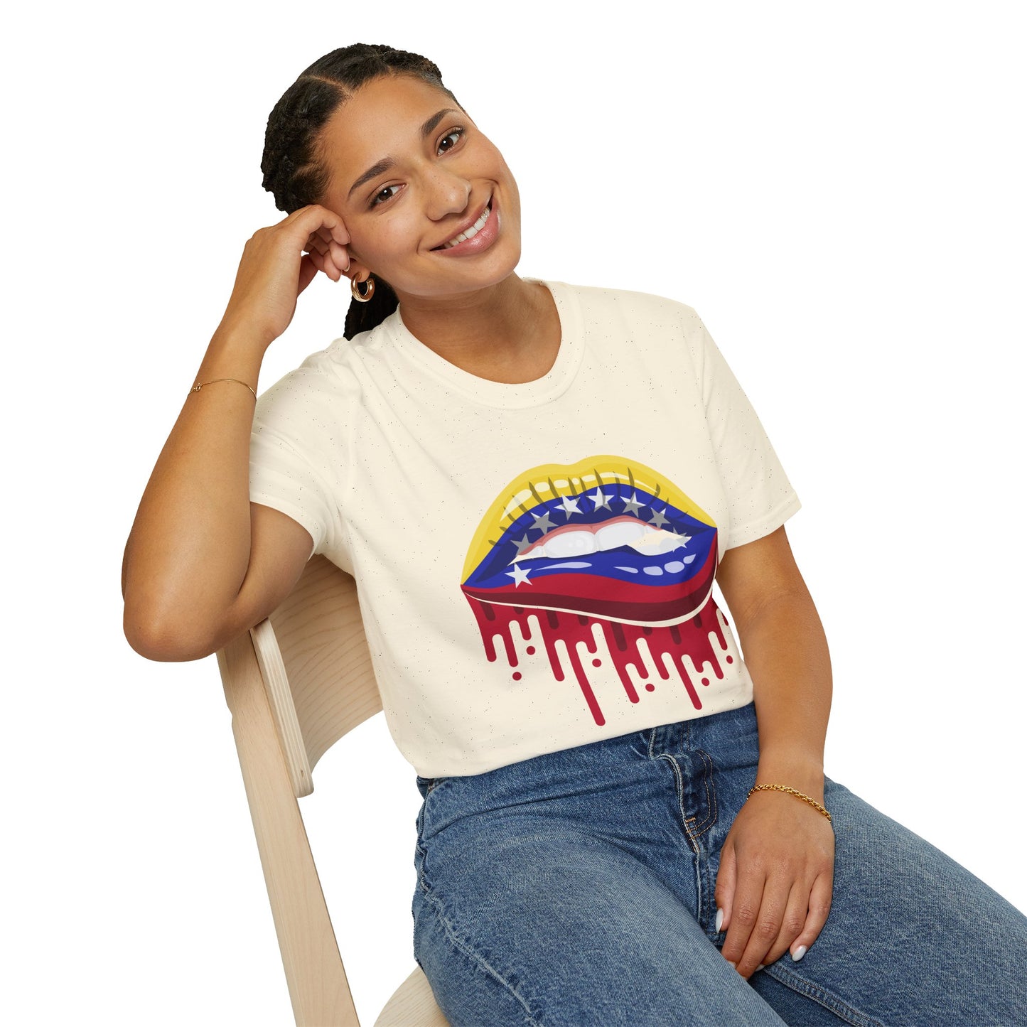 Venezuelan Pride Design with Dripping Paint-Unisex Softstyle T-Shirt