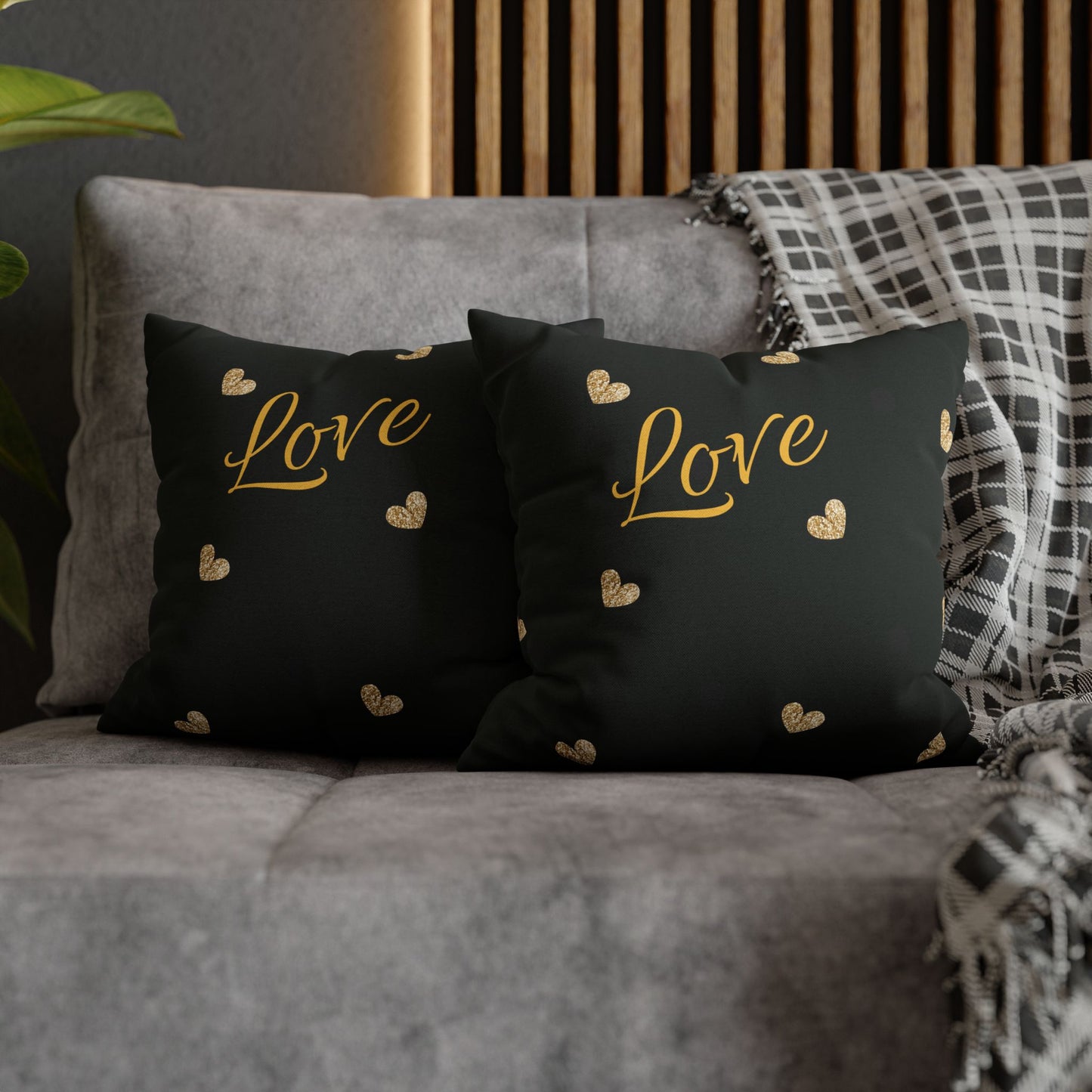 Love Hearts Spun Polyester Square Pillowcase
