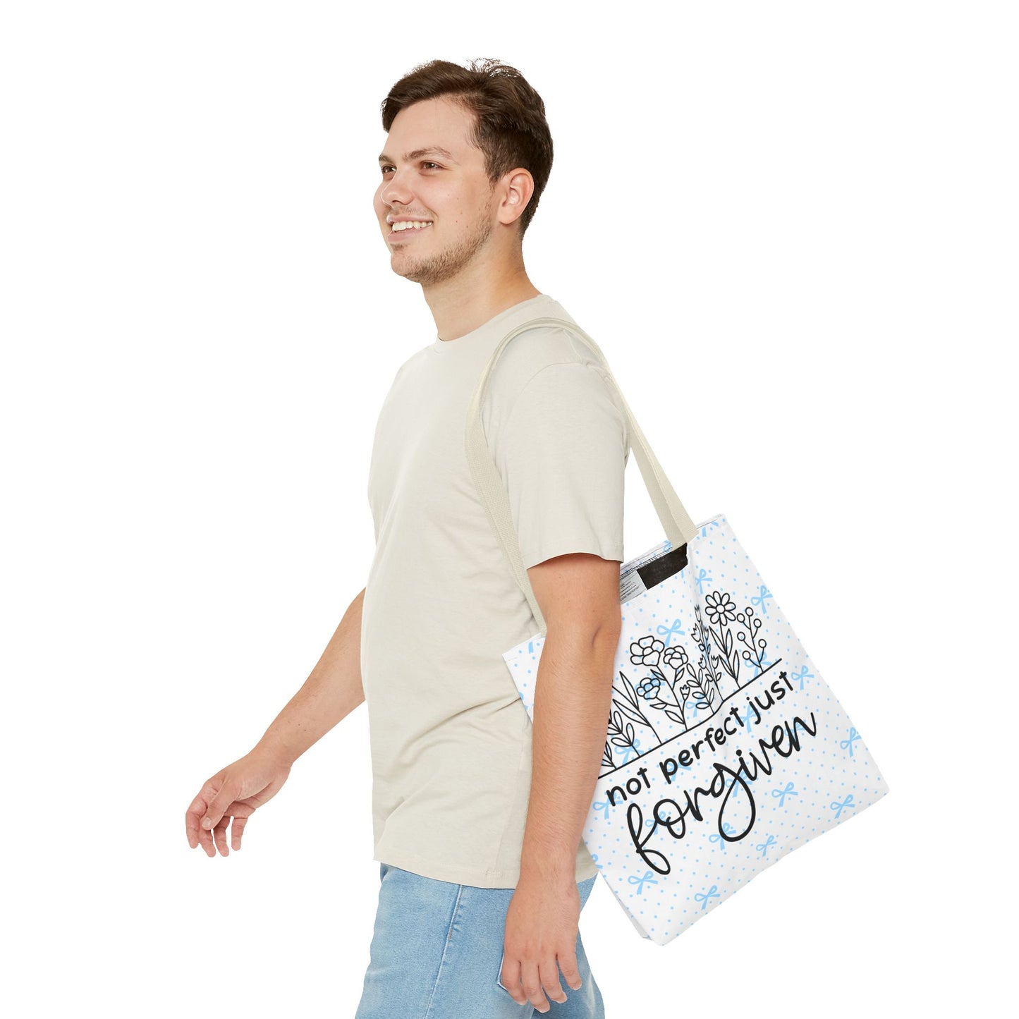 Not Perfect Just Forgiven Floral Tote Bag