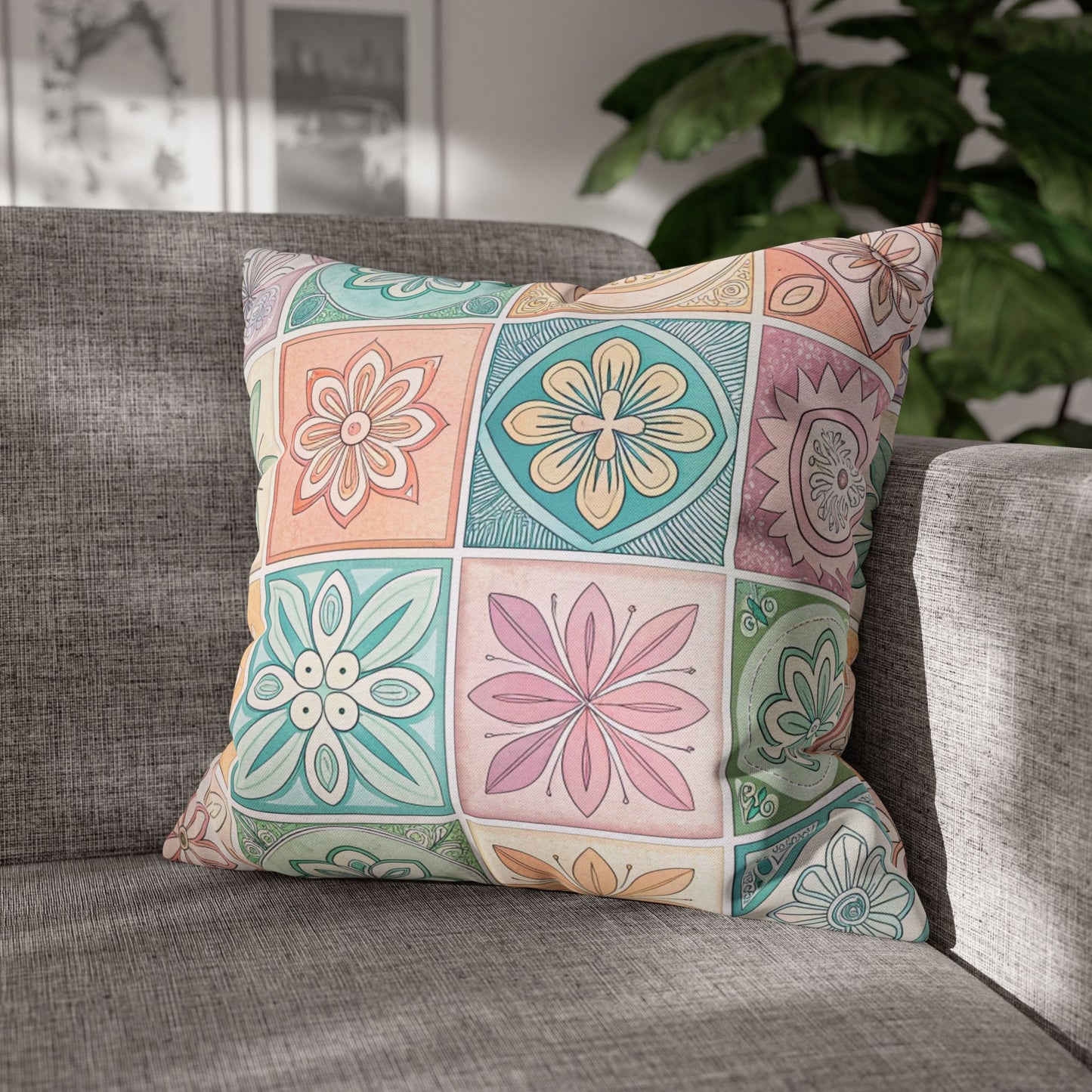 Boho Floral Pattern Pillowcase