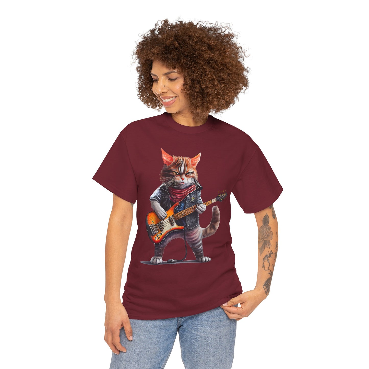 Rockstar Cat Unisex Heavy Cotton Tee