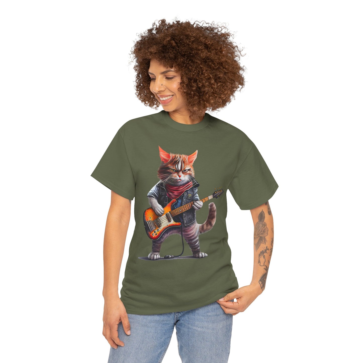 Rockstar Cat Unisex Heavy Cotton Tee
