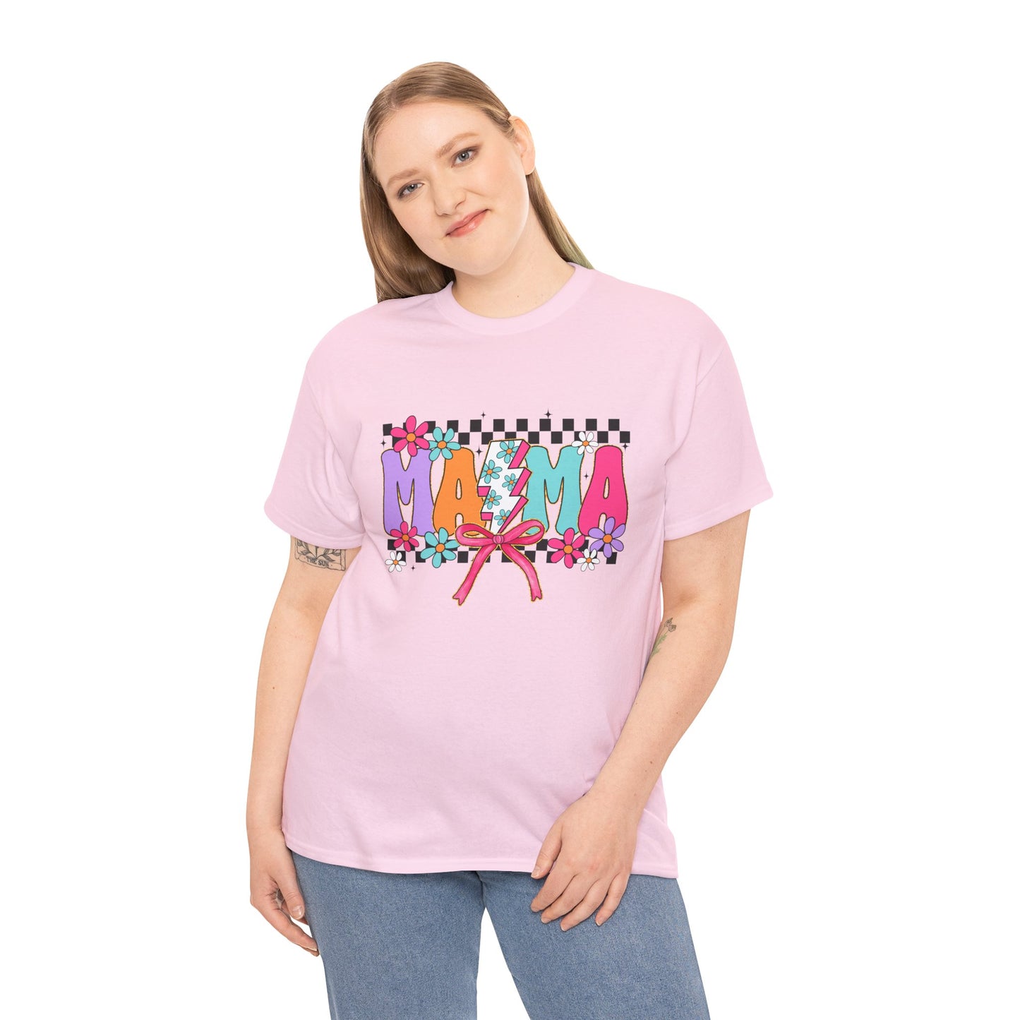 Colorful 'Mama' Floral Unisex Heavy Cotton Tee