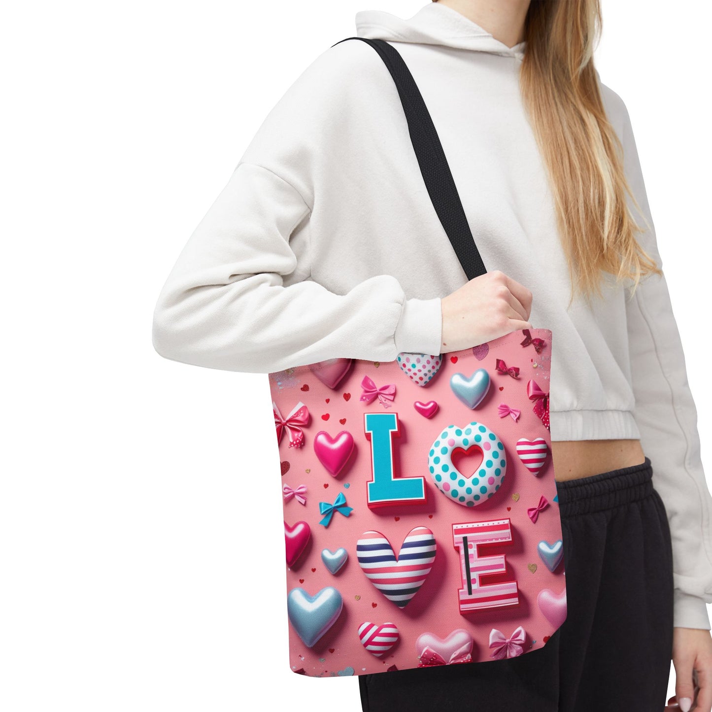 Colorful Love Hearts Tote Bag