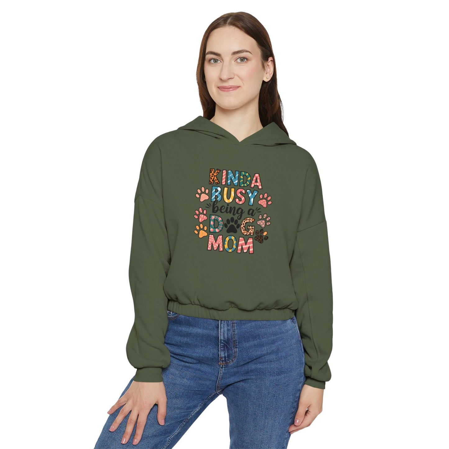 Dog Mom Cinched Bottom Hoodie for Dog Lovers