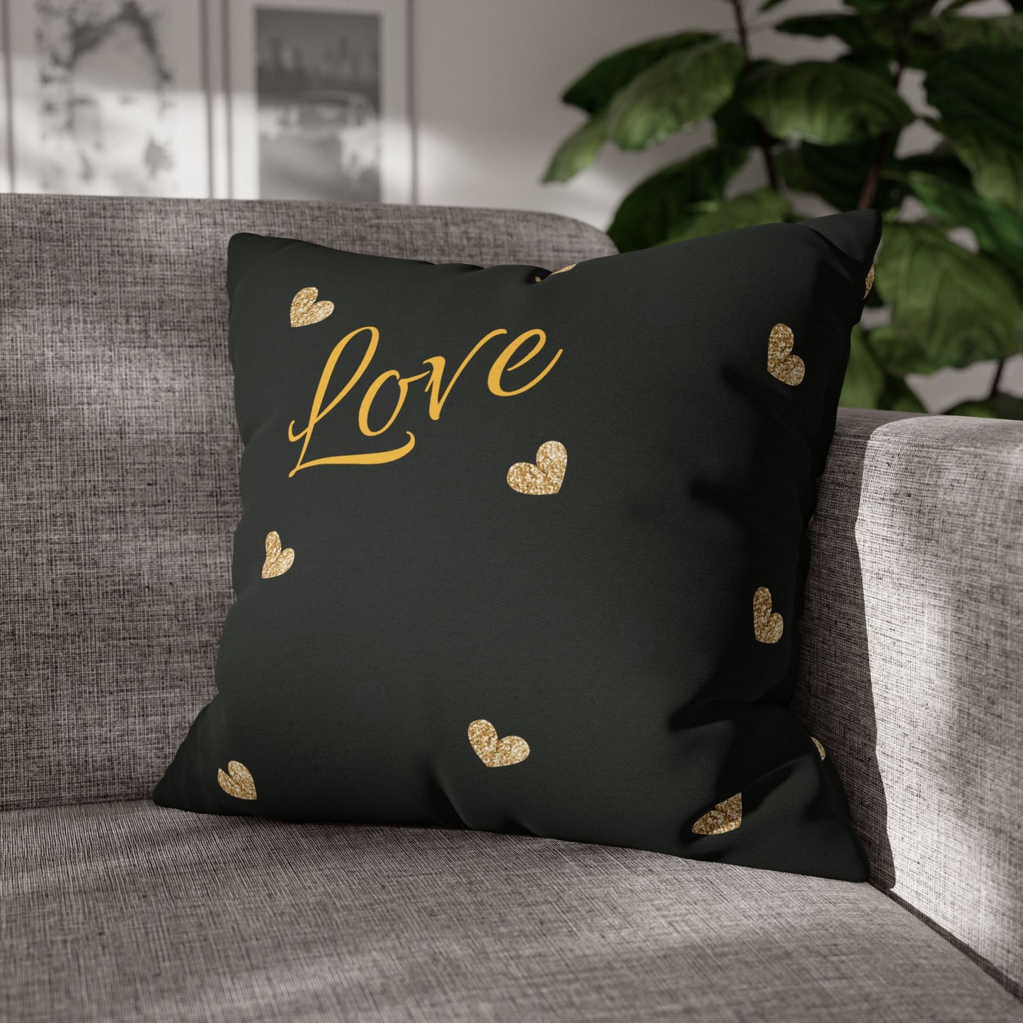 Love Hearts Spun Polyester Square Pillowcase