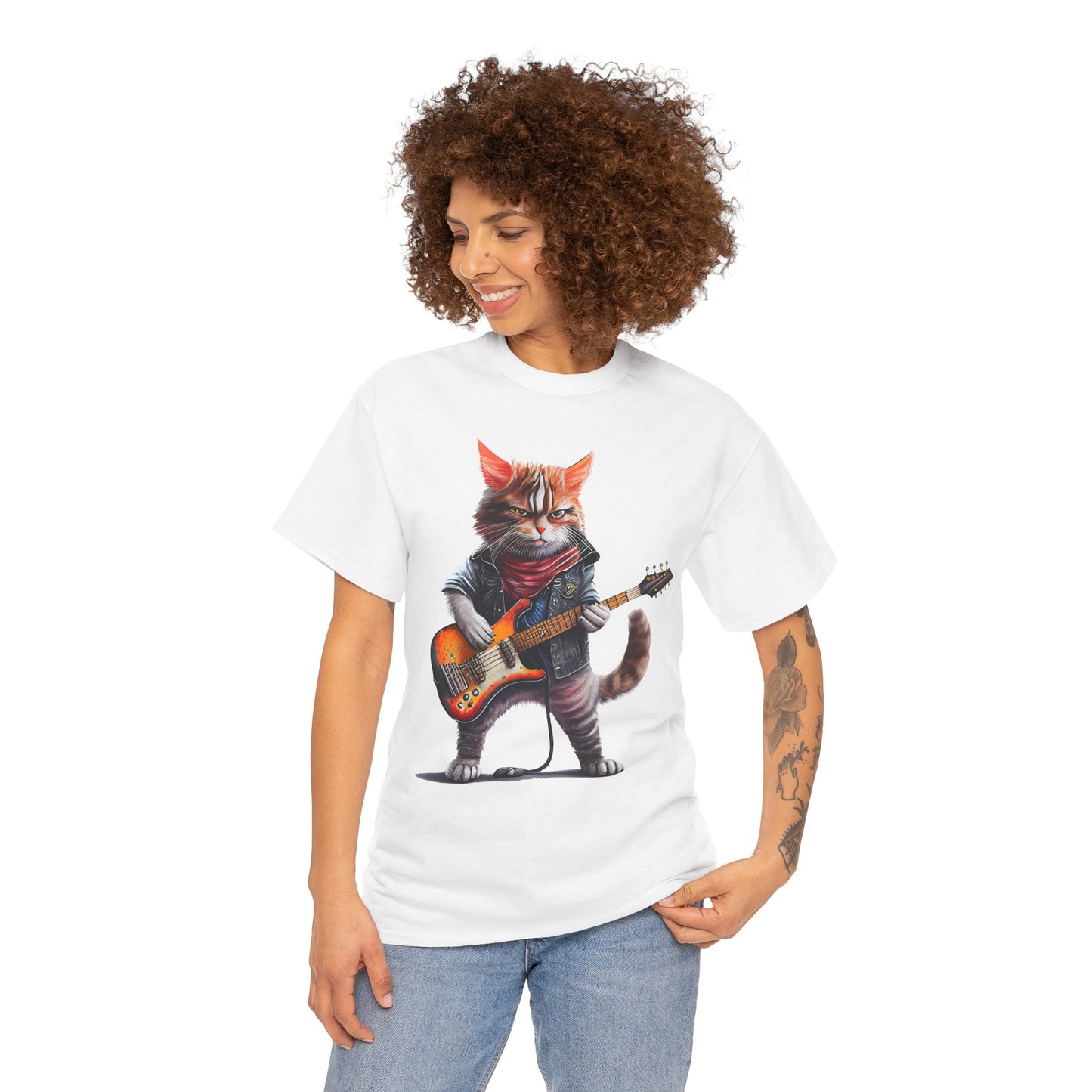 Rockstar Cat Unisex Heavy Cotton Tee