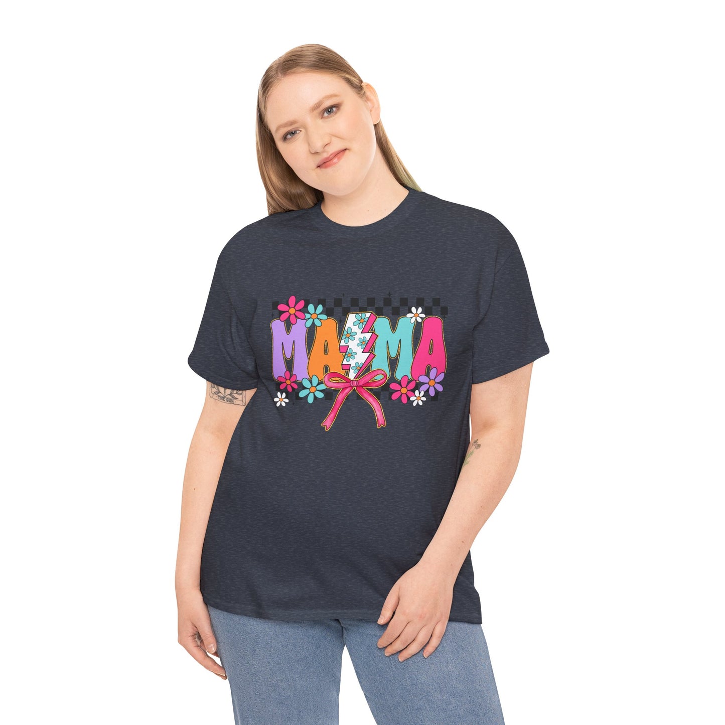 Colorful 'Mama' Floral Unisex Heavy Cotton Tee