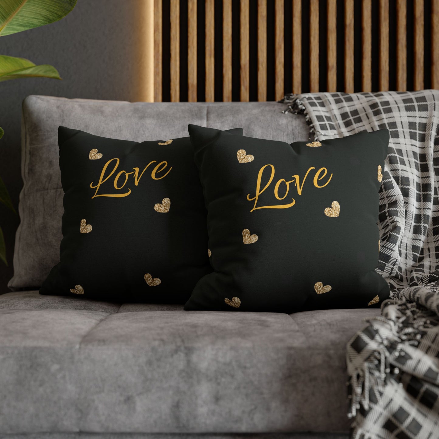 Love Hearts Spun Polyester Square Pillowcase