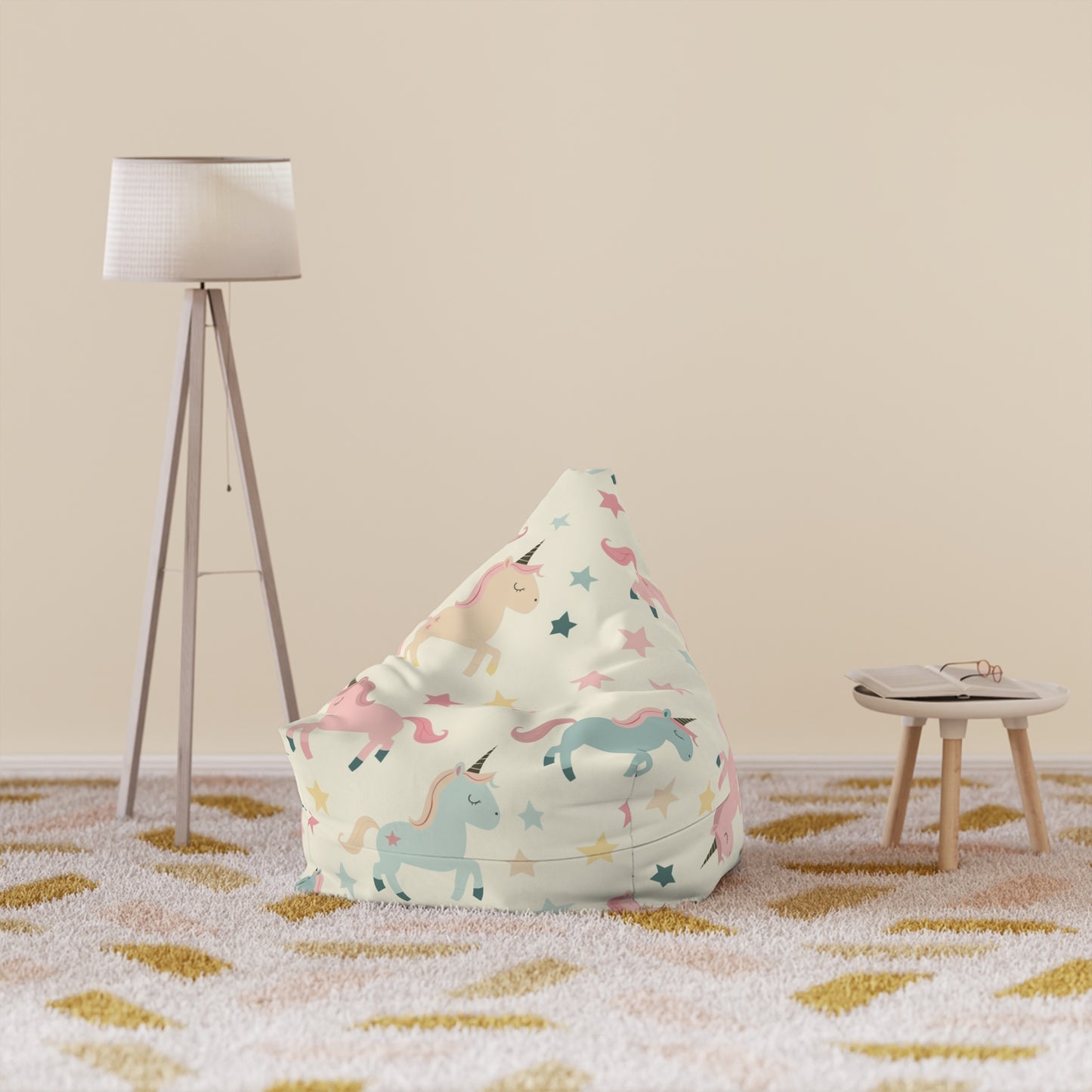 Unicorn-Themed Bean Bag Chair Cover for Kids' Playroom