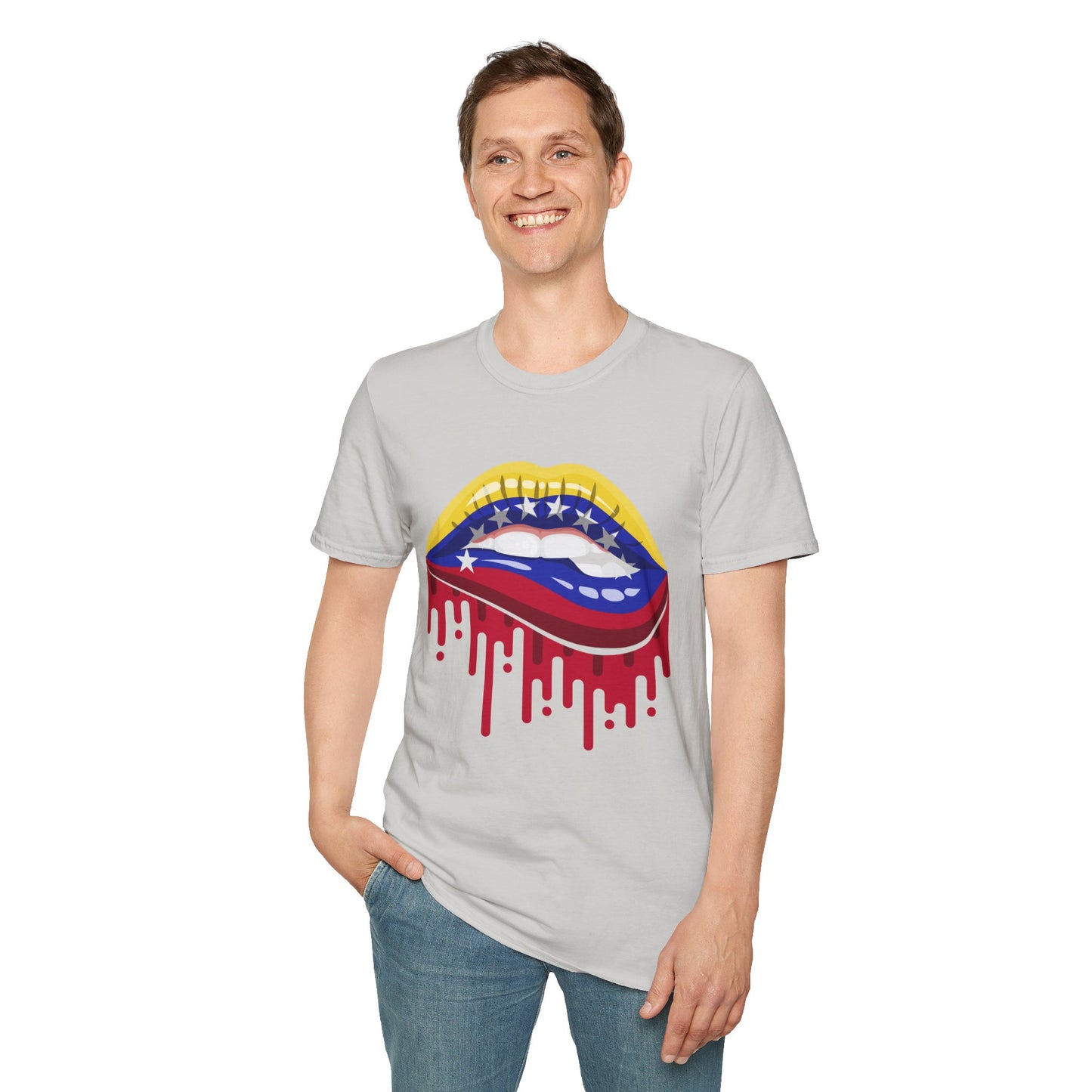 Venezuelan Pride Design with Dripping Paint-Unisex Softstyle T-Shirt