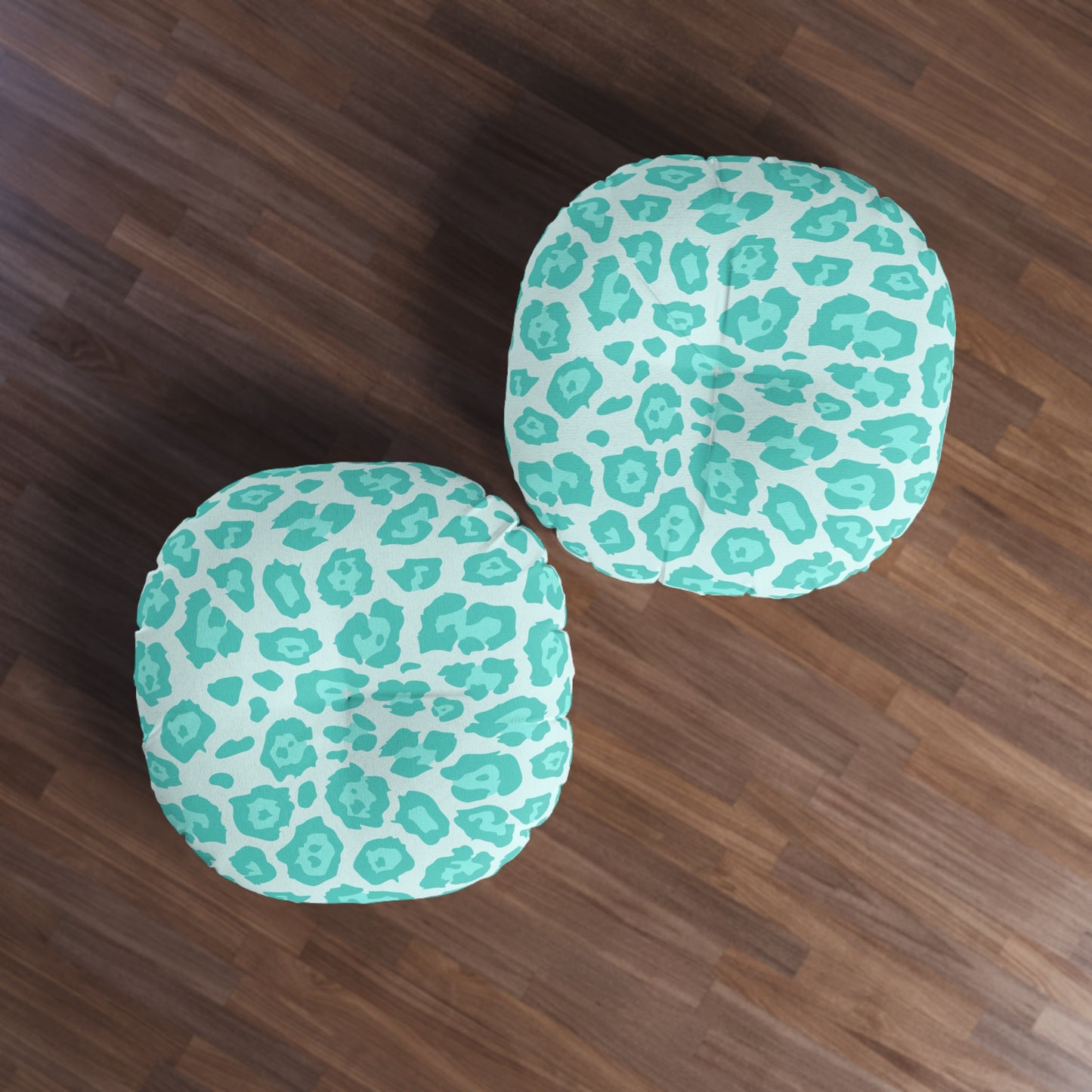 Turquoise Leopard Print Tufted Floor Pillow