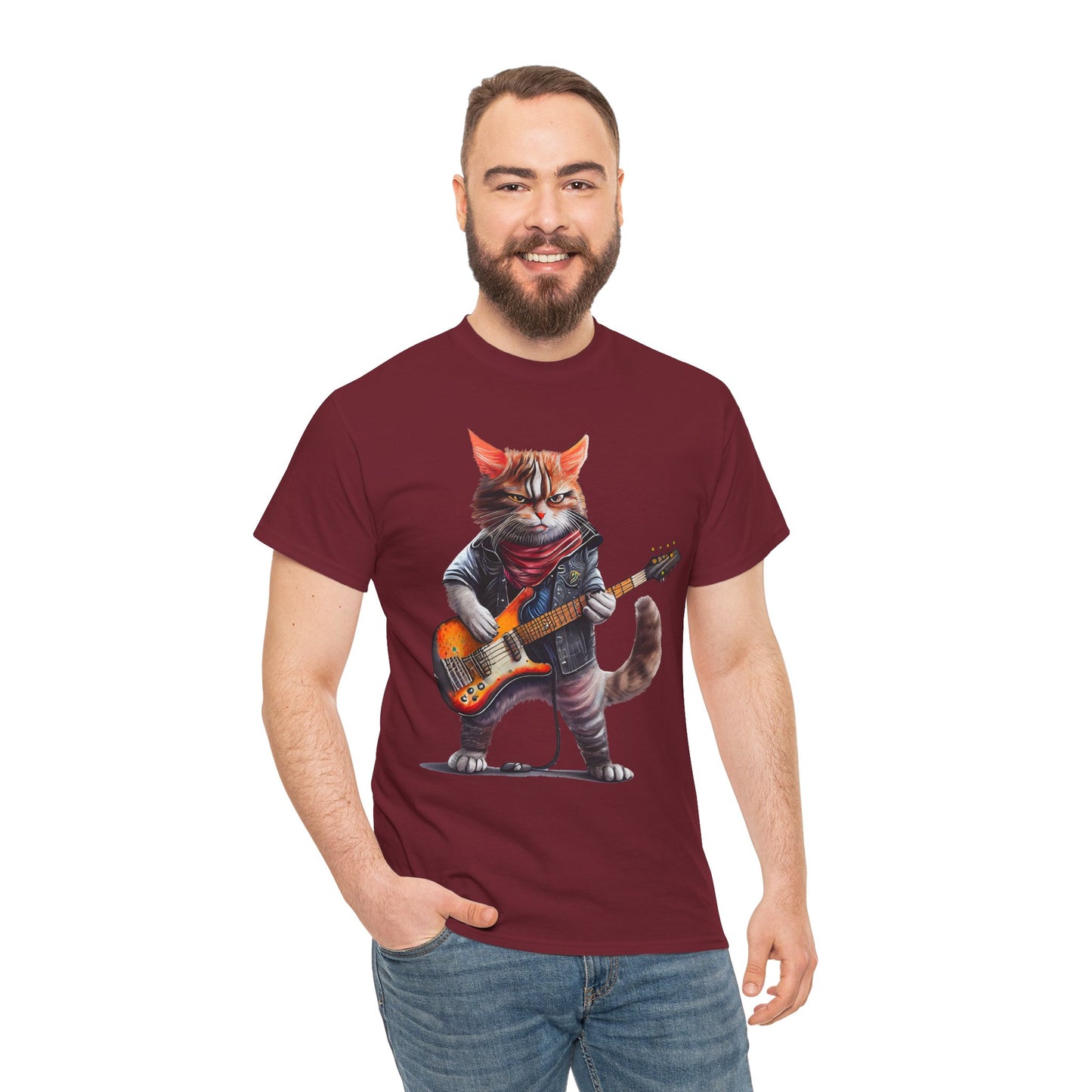 Rockstar Cat Unisex Heavy Cotton Tee