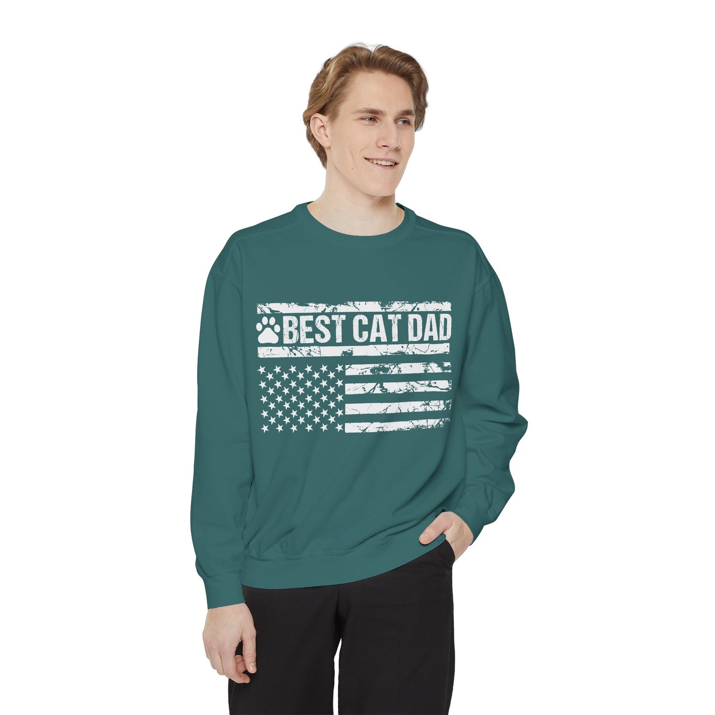 Best Cat Dad Unisex Garment-Dyed Sweatshirt