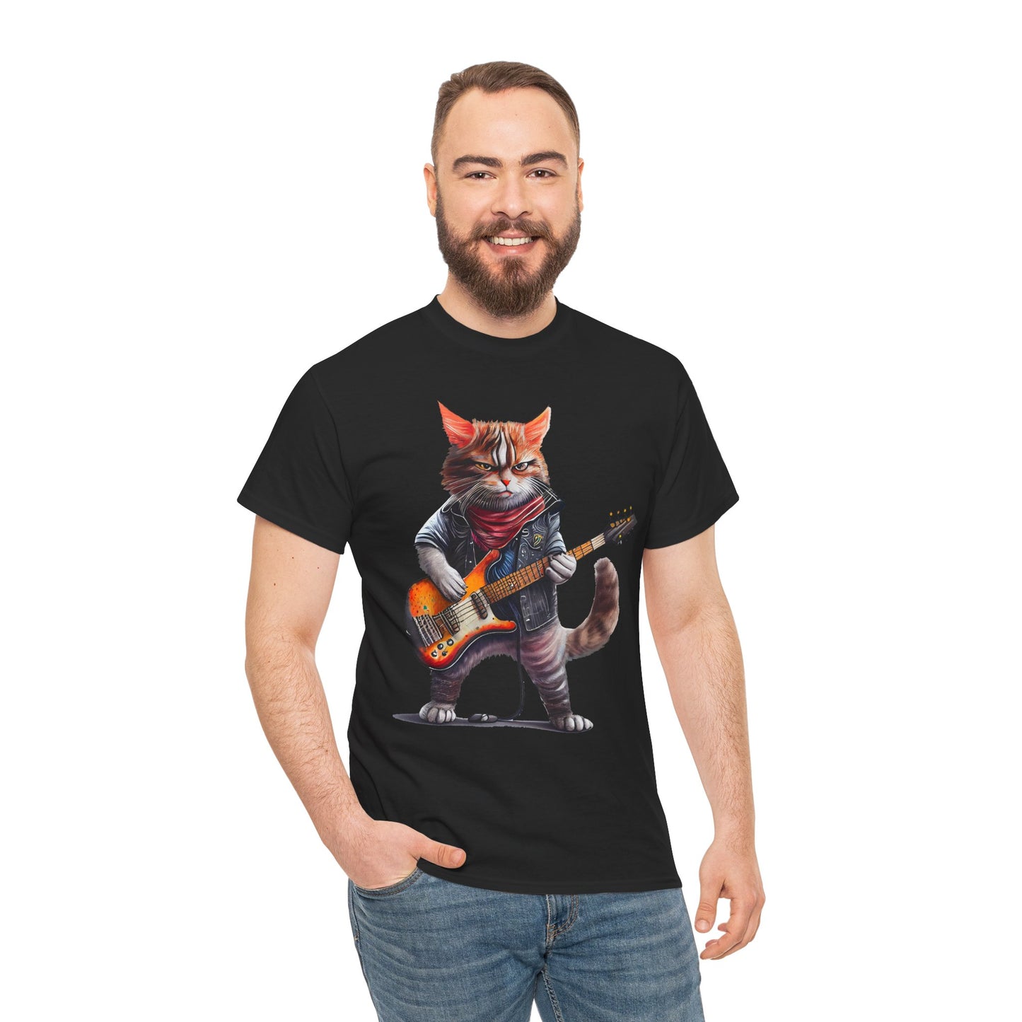 Rockstar Cat Unisex Heavy Cotton Tee