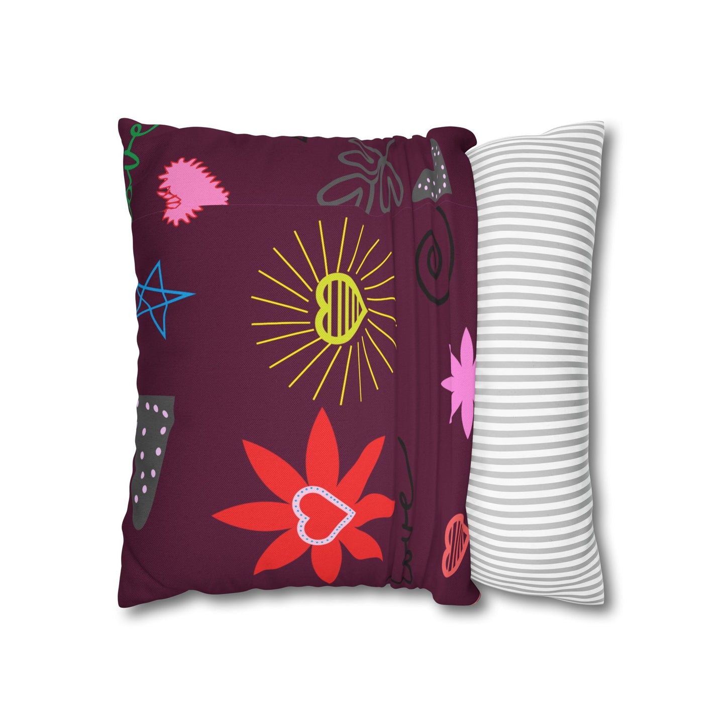 Colorful Love Design Square Pillowcase for Cozy Home Decor