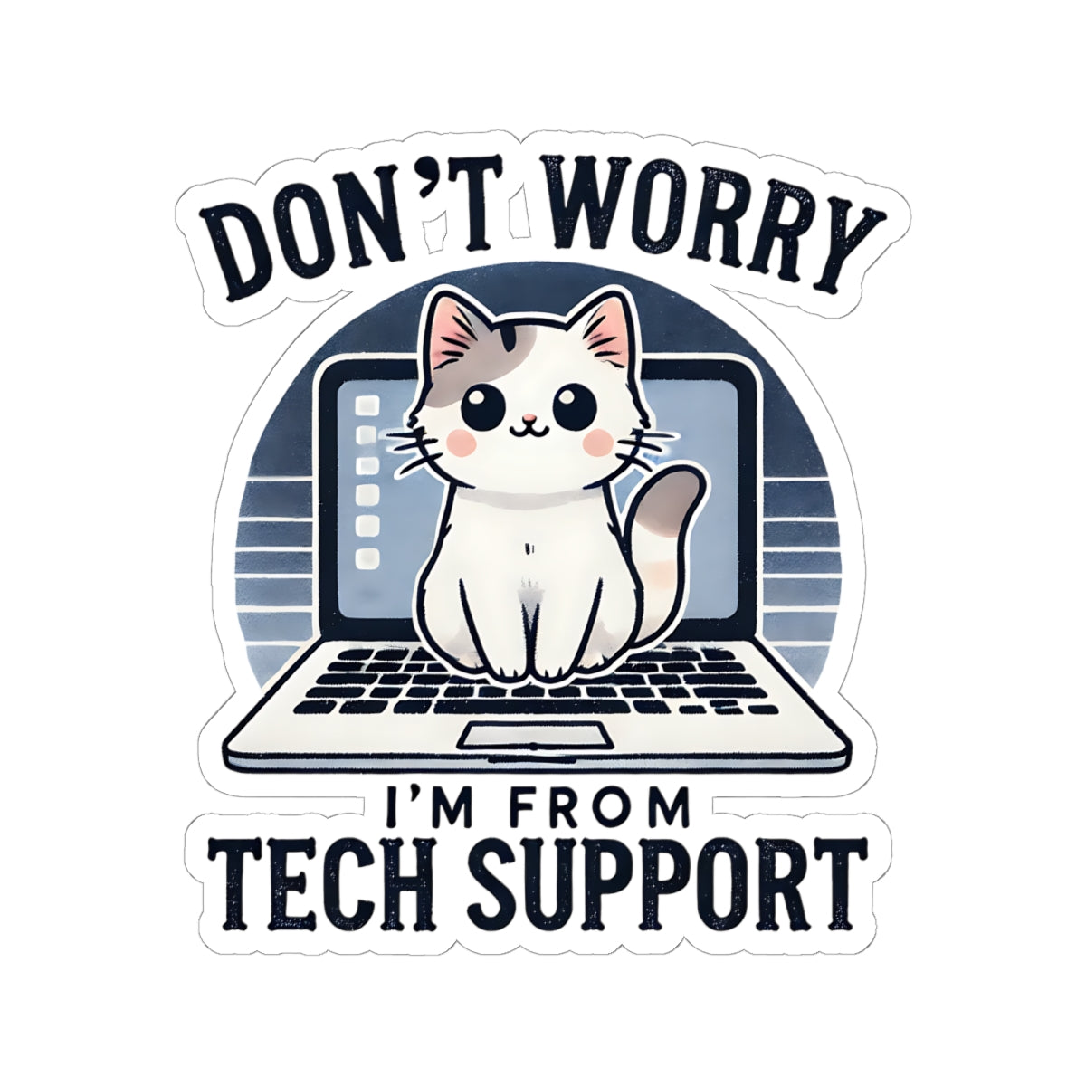 Whimsical Tech Support Cat Kiss-Cut Stickers