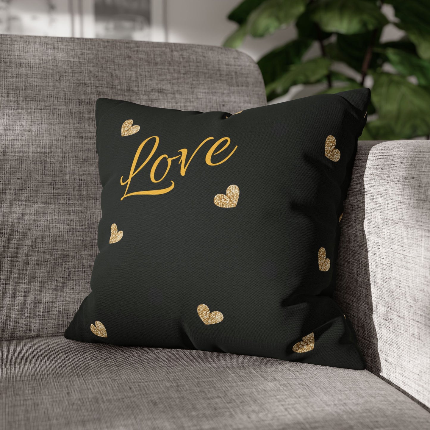 Love Hearts Spun Polyester Square Pillowcase