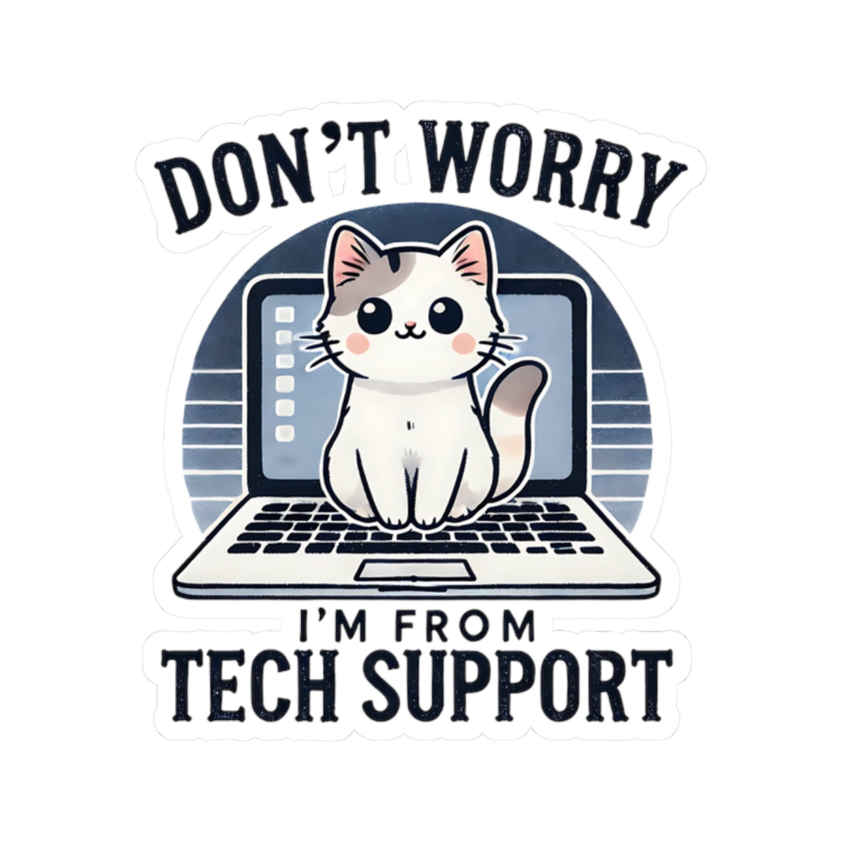 Whimsical Tech Support Cat Kiss-Cut Stickers
