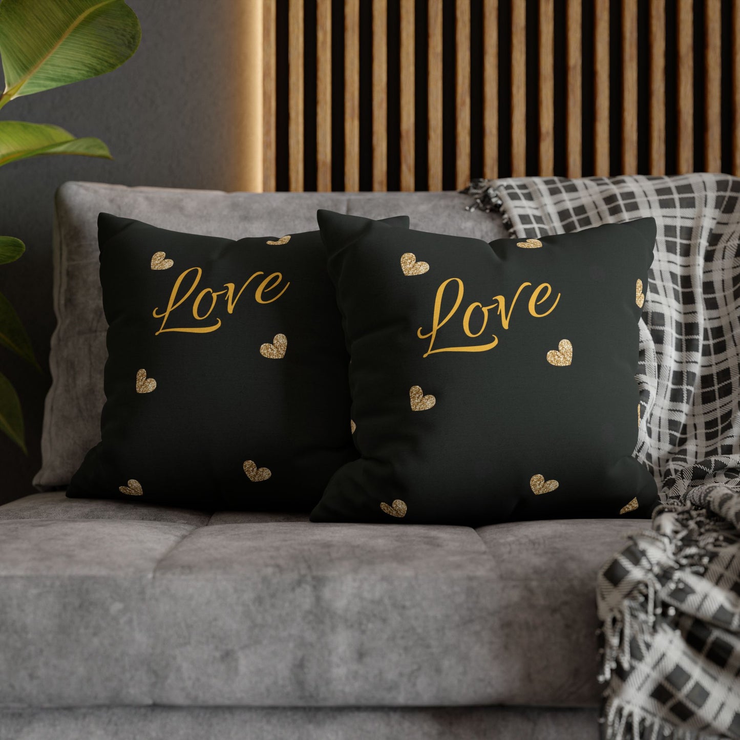 Love Hearts Spun Polyester Square Pillowcase