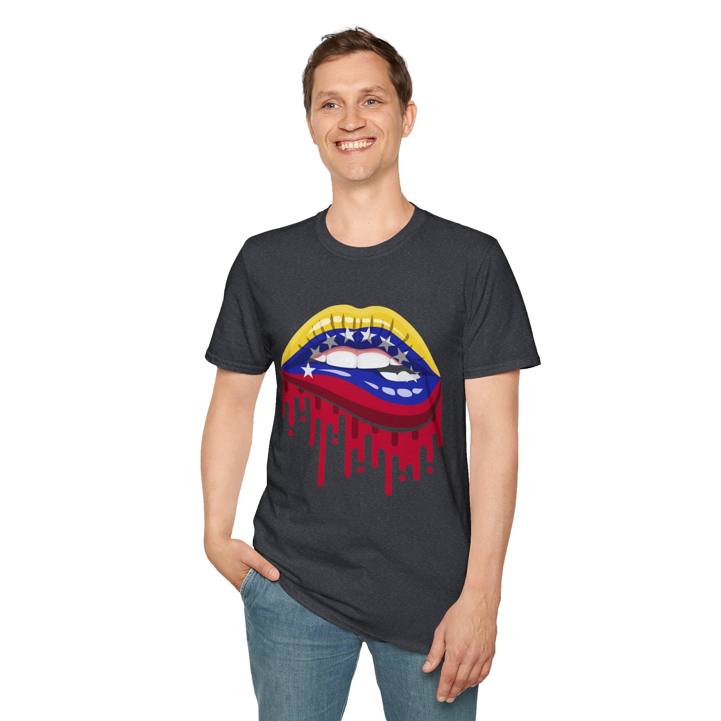 Venezuelan Pride Design with Dripping Paint-Unisex Softstyle T-Shirt