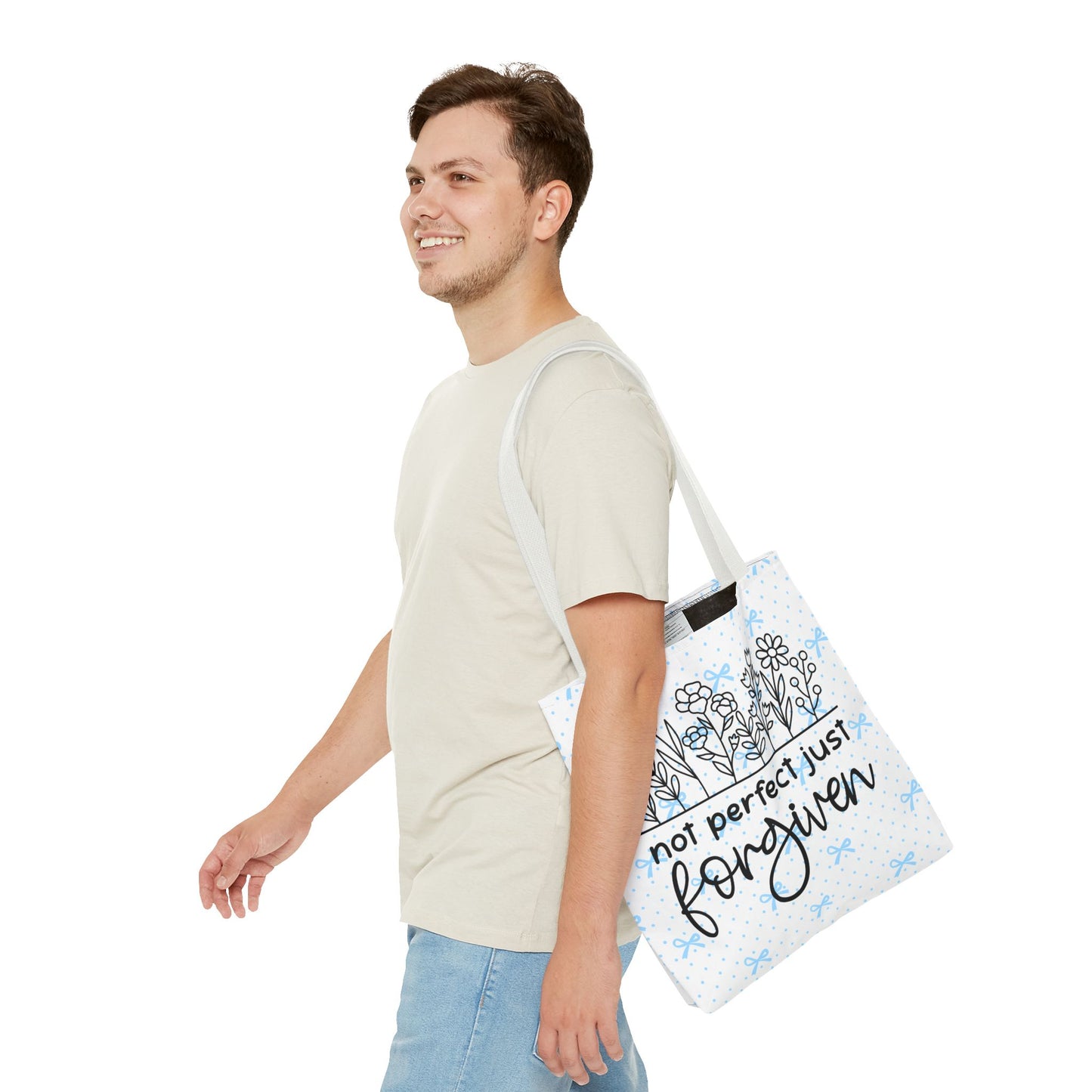 Not Perfect Just Forgiven Floral Tote Bag