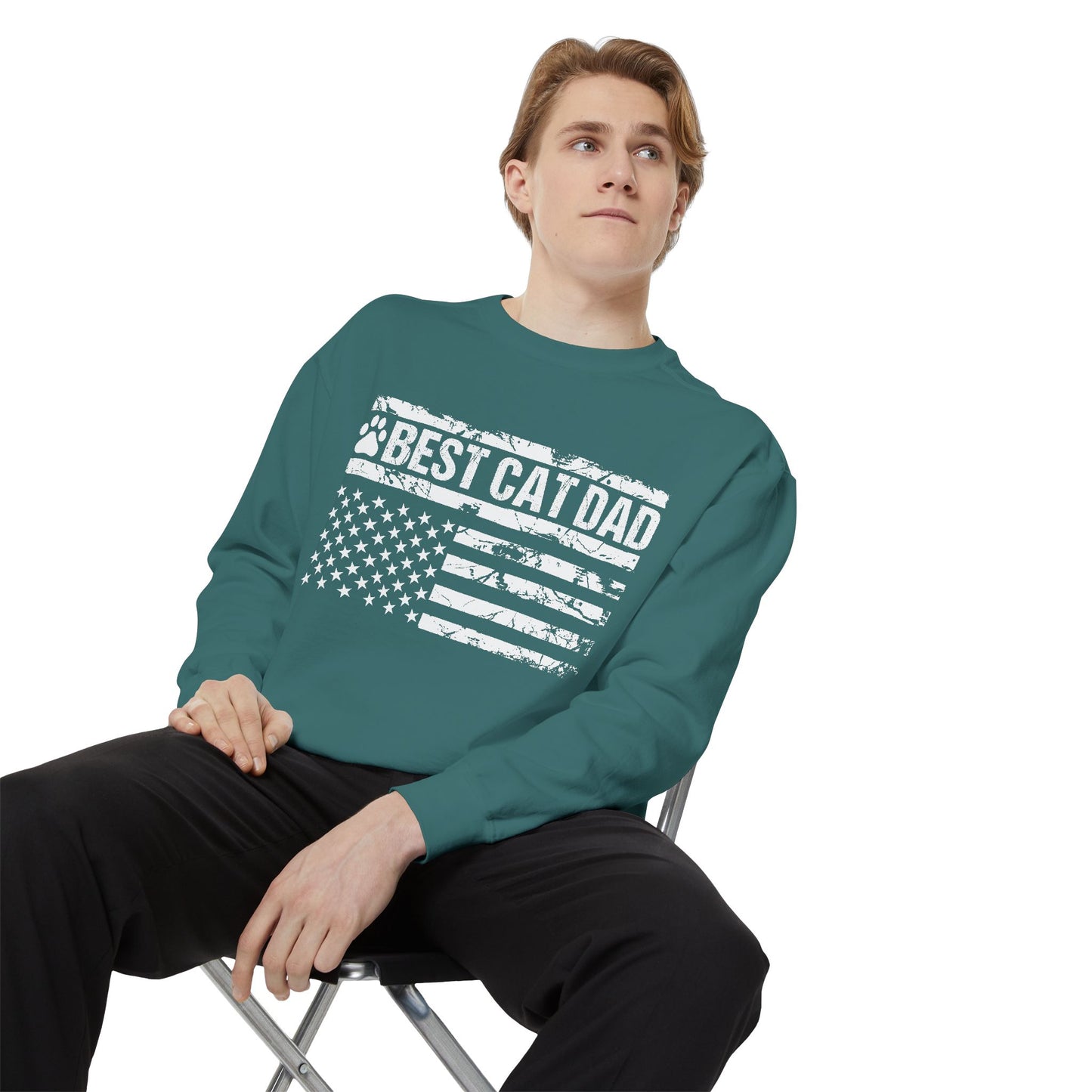 Best Cat Dad Unisex Garment-Dyed Sweatshirt