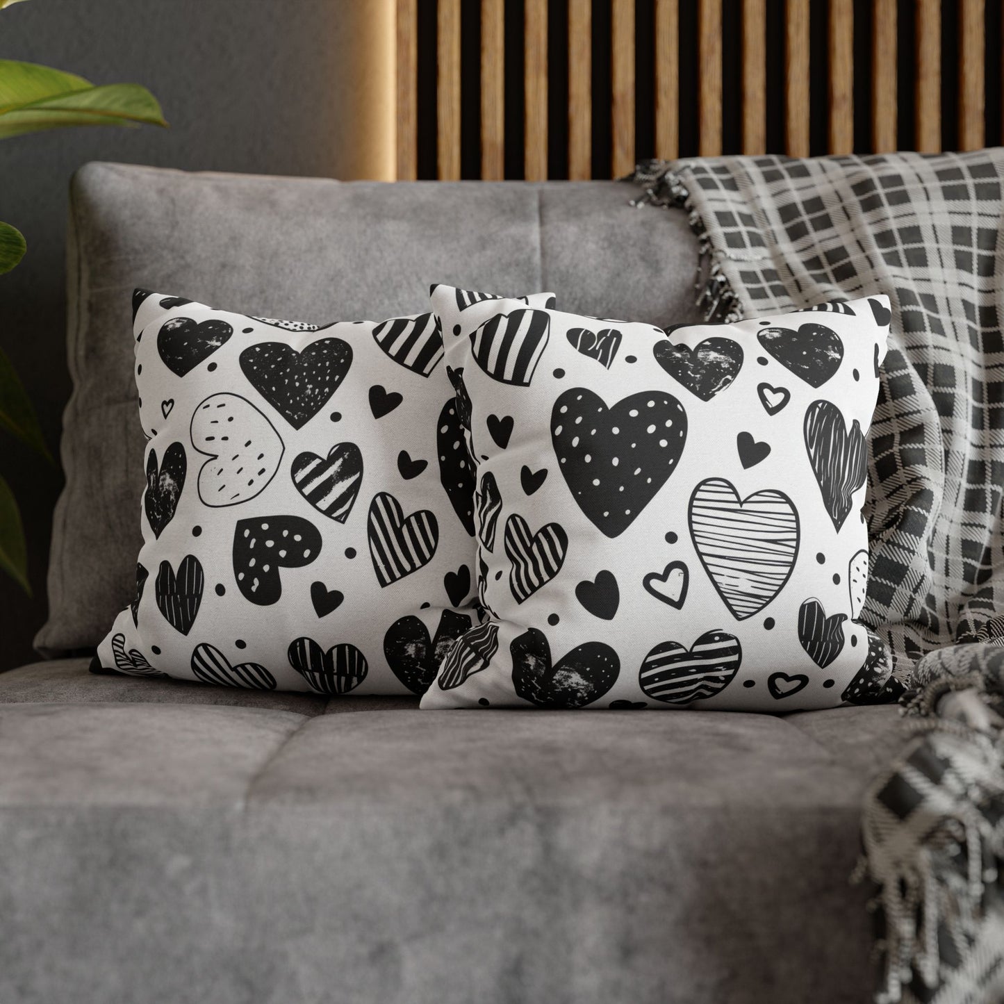 Black and White Heart Pattern Pillowcase