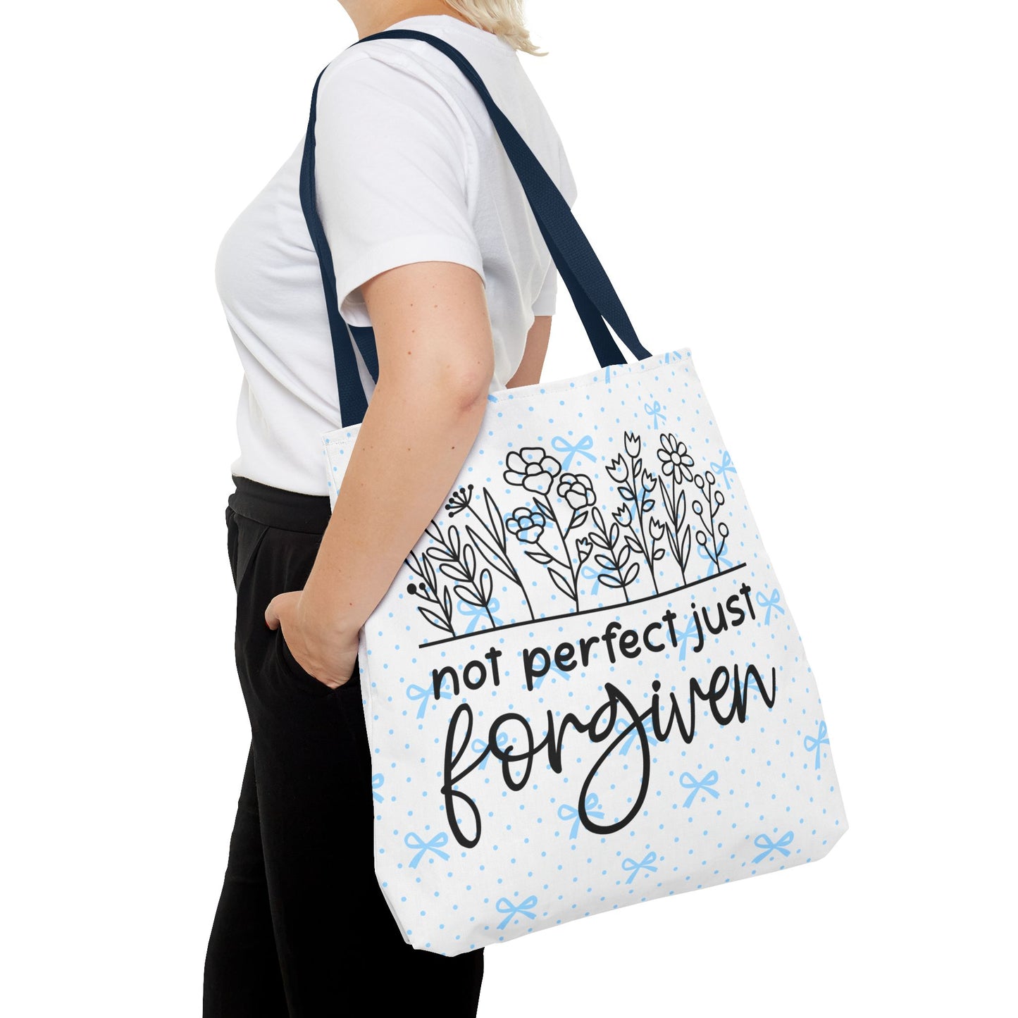 Not Perfect Just Forgiven Floral Tote Bag
