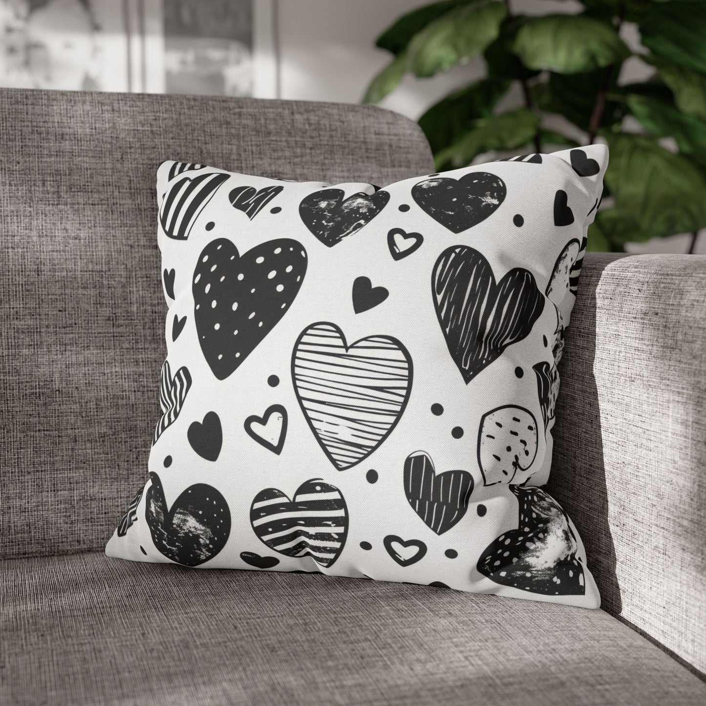 Black and White Heart Pattern Pillowcase