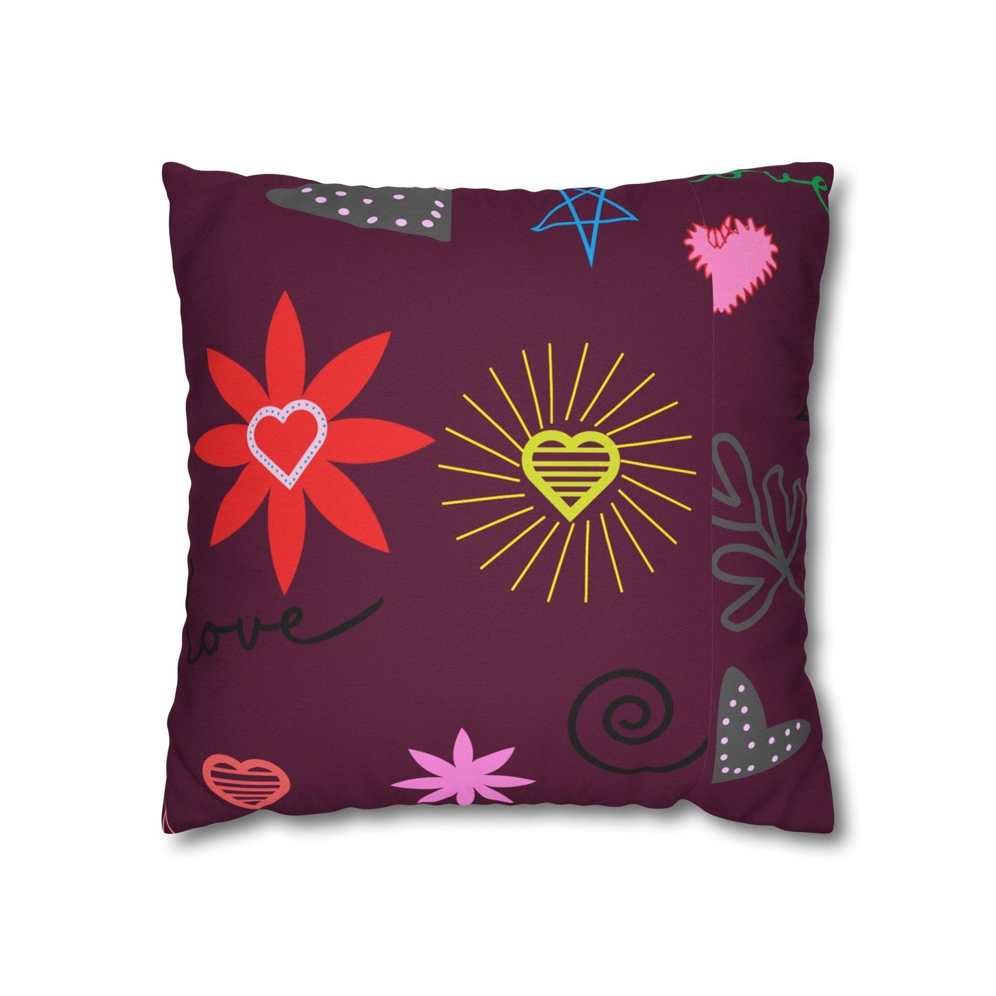 Colorful Love Design Square Pillowcase for Cozy Home Decor