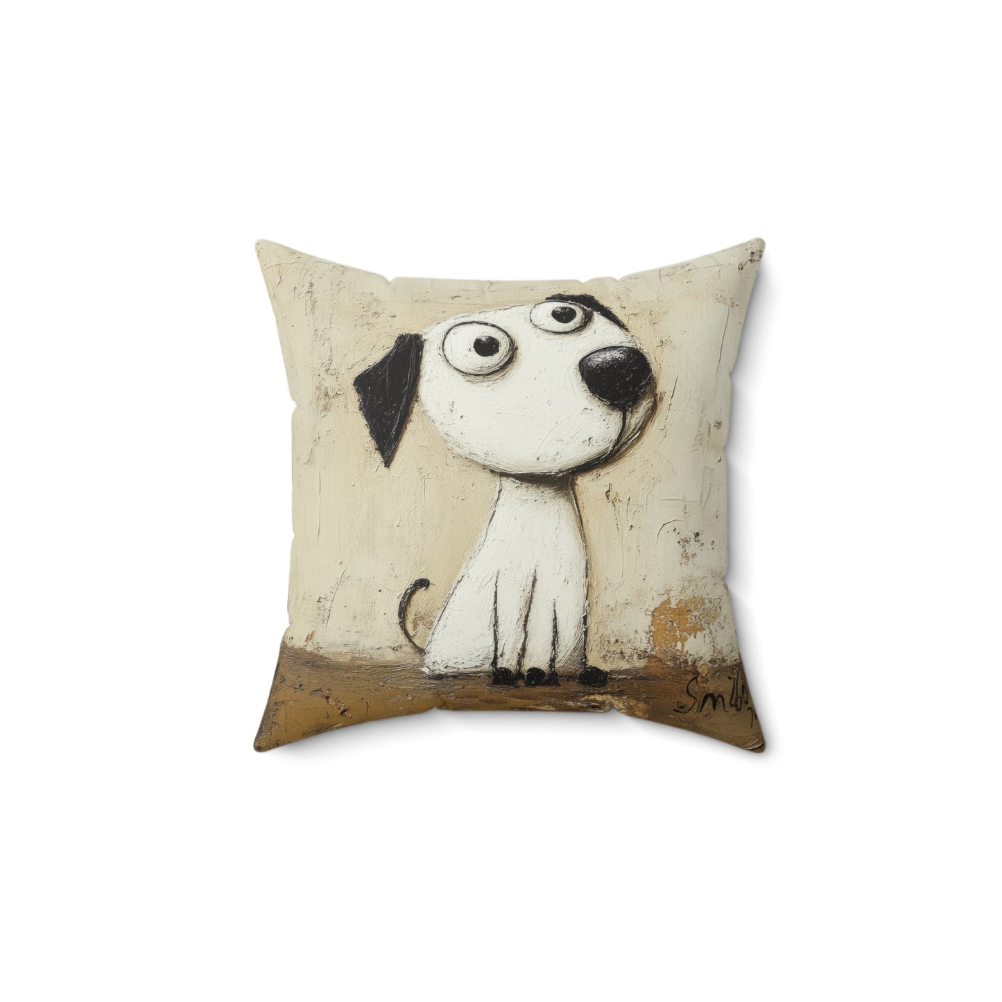 Cute Dog & Paw Print Design Pillow