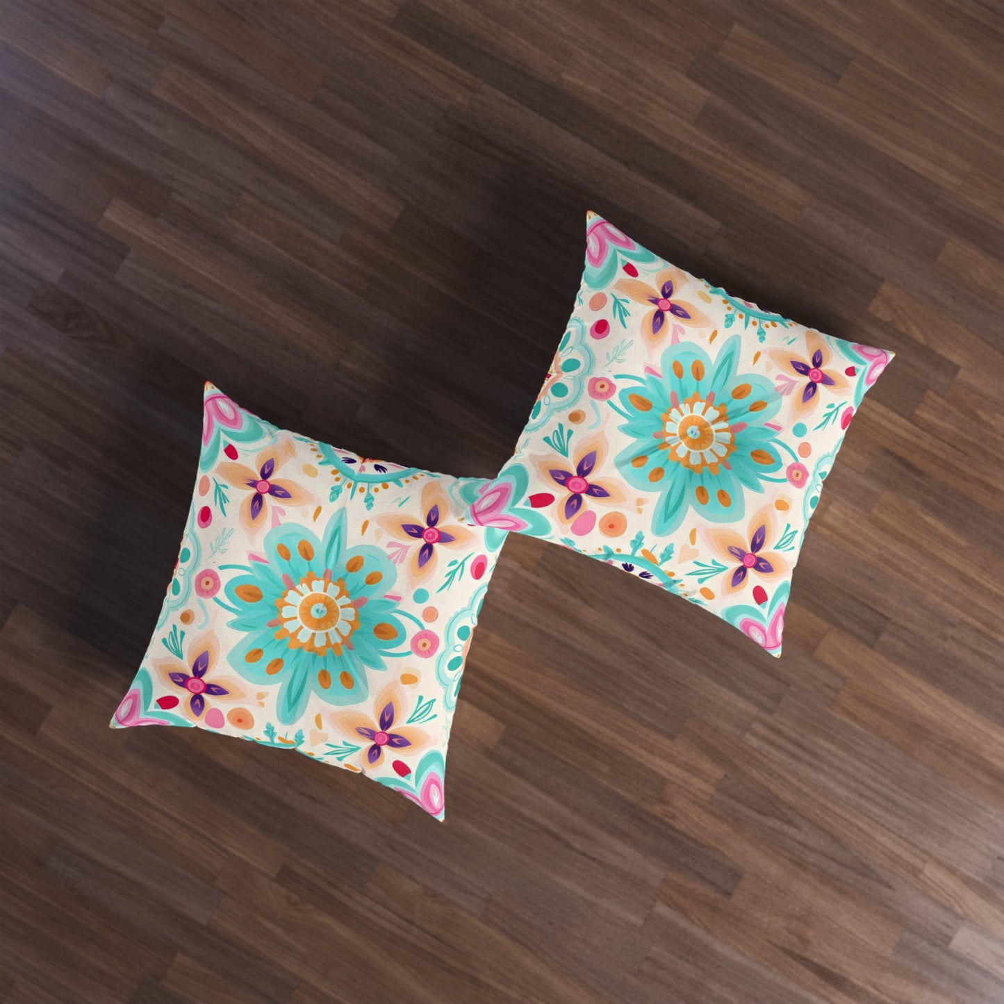 Cozy pastel boho Tufted Floor Pillow