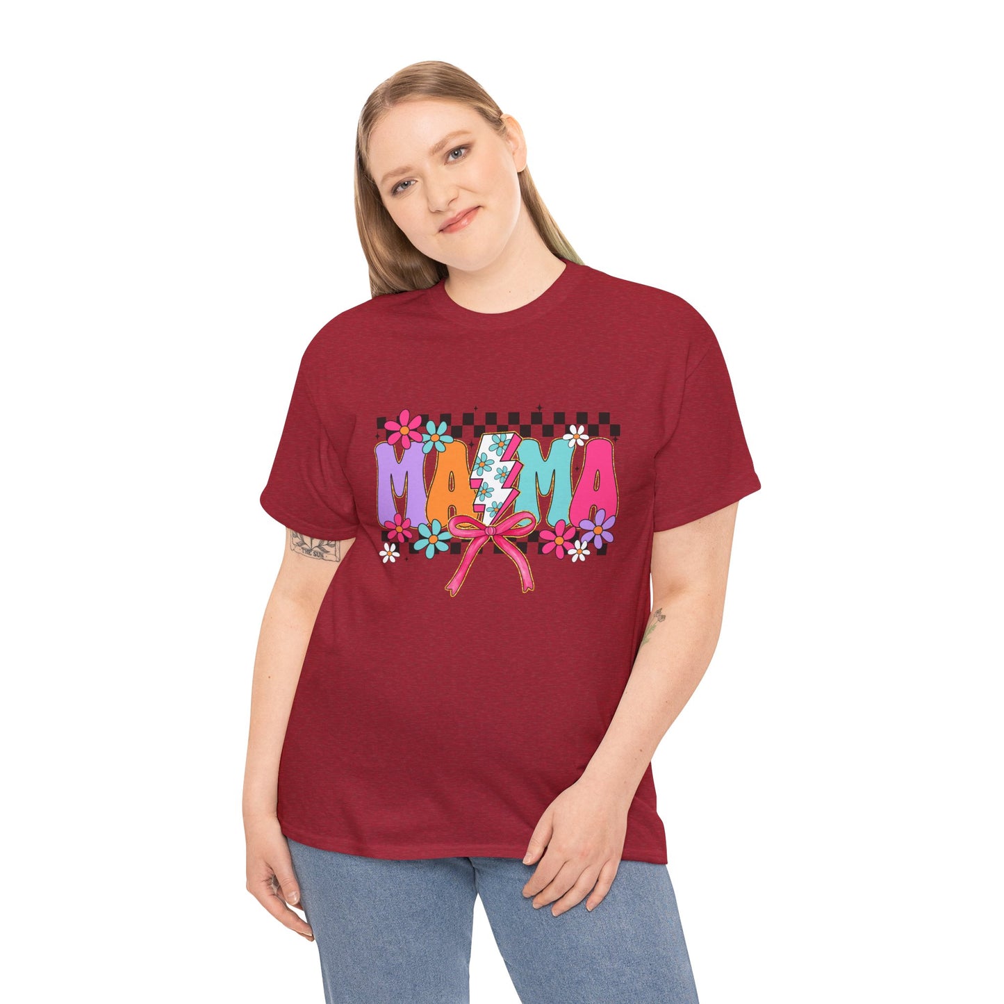 Colorful 'Mama' Floral Unisex Heavy Cotton Tee