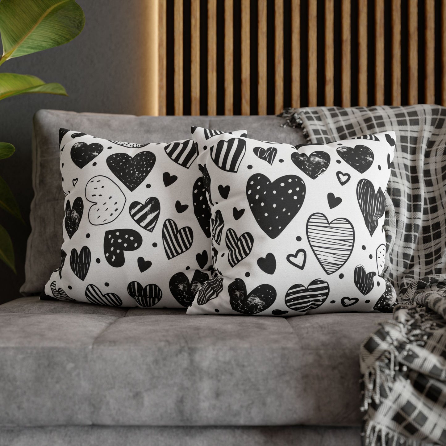 Black and White Heart Pattern Pillowcase